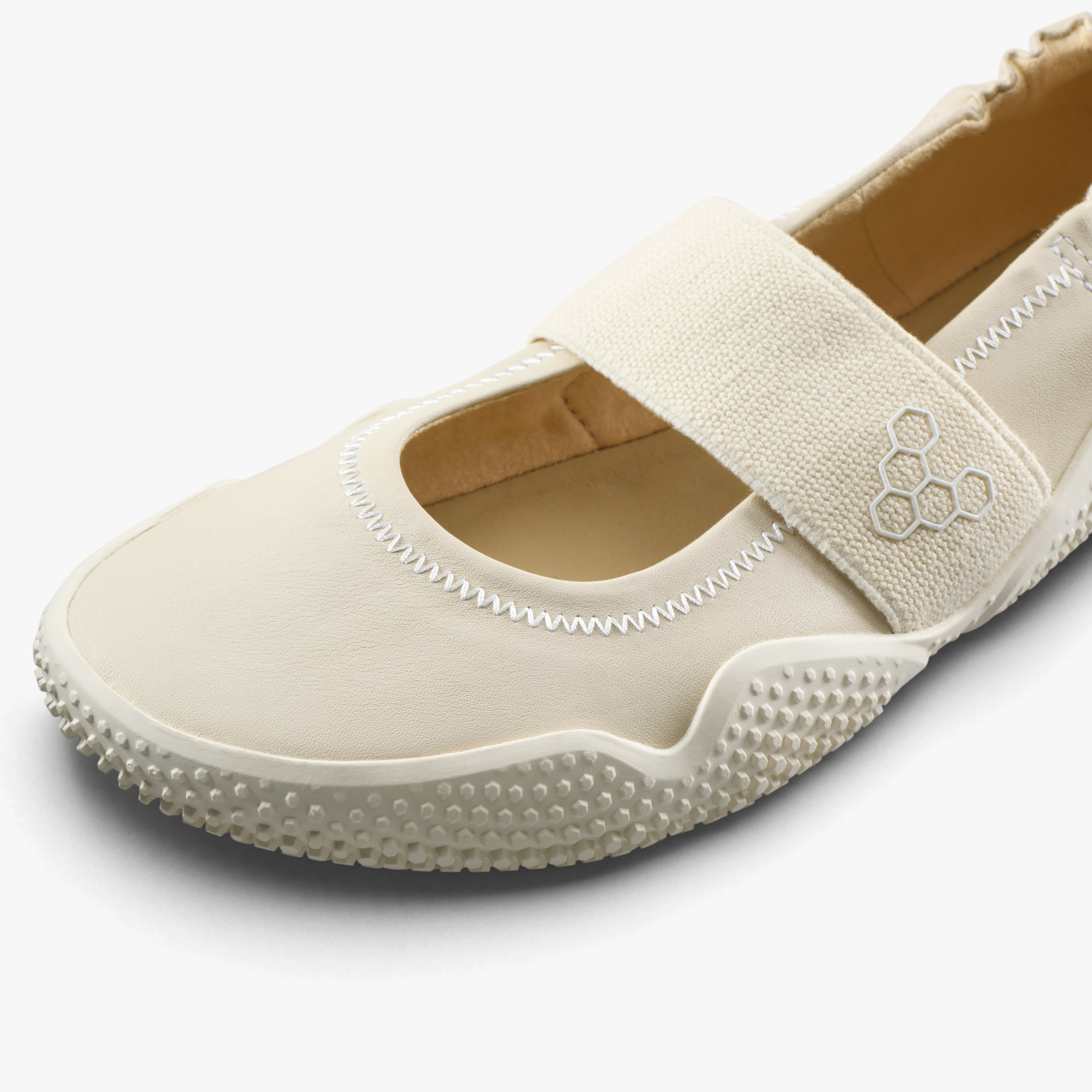 Vivobarefoot Motus Studio Ballet Womens barfodsballerina til kvinder i farven Sand, detaljebillede
