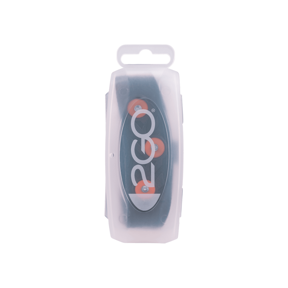 Isbrodder i gennemsigtigt opbevaringsetui med hvidt 2GO-logo