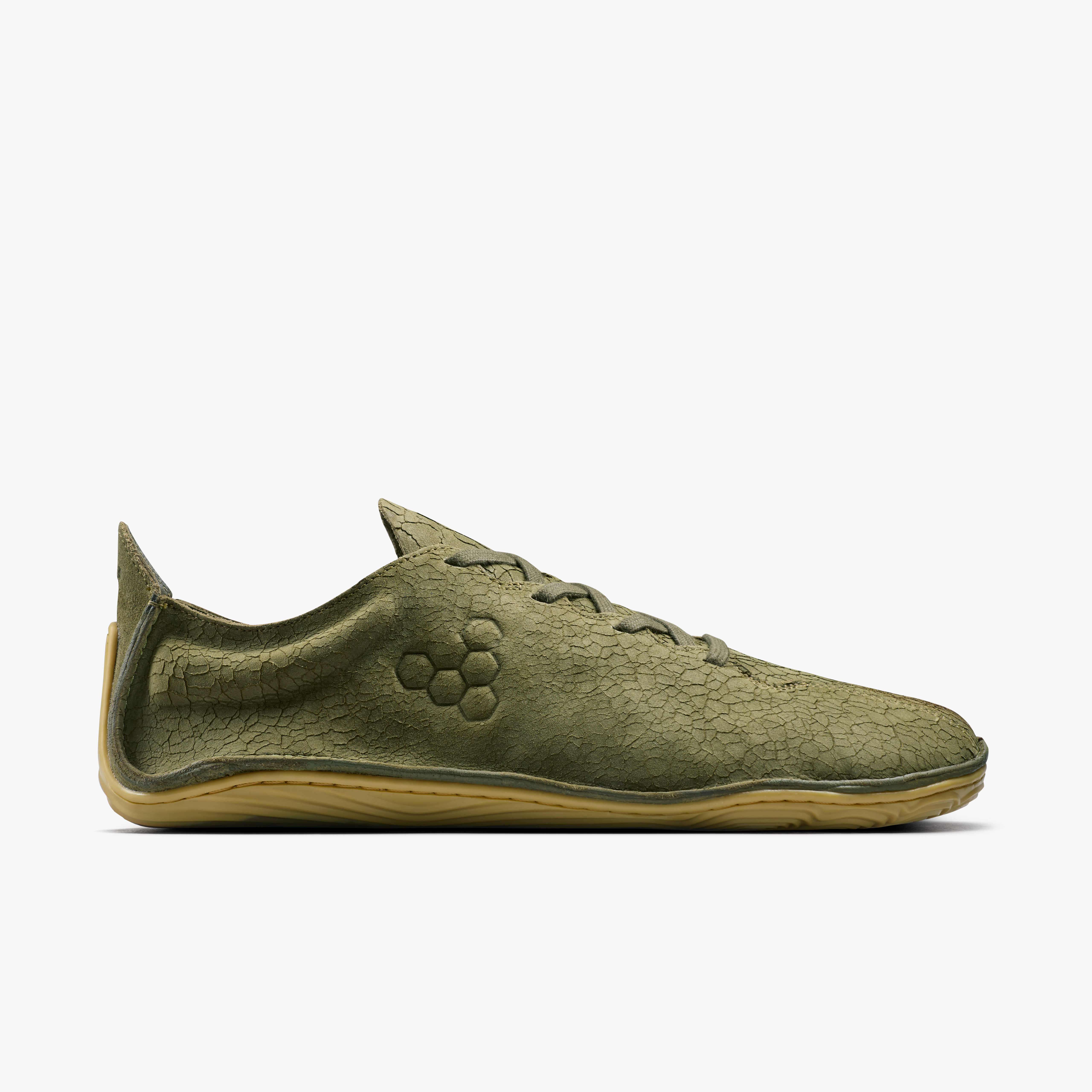 Vivobarefoot Sensus II Mens Dark Olive Cracked Leather, set fra siden