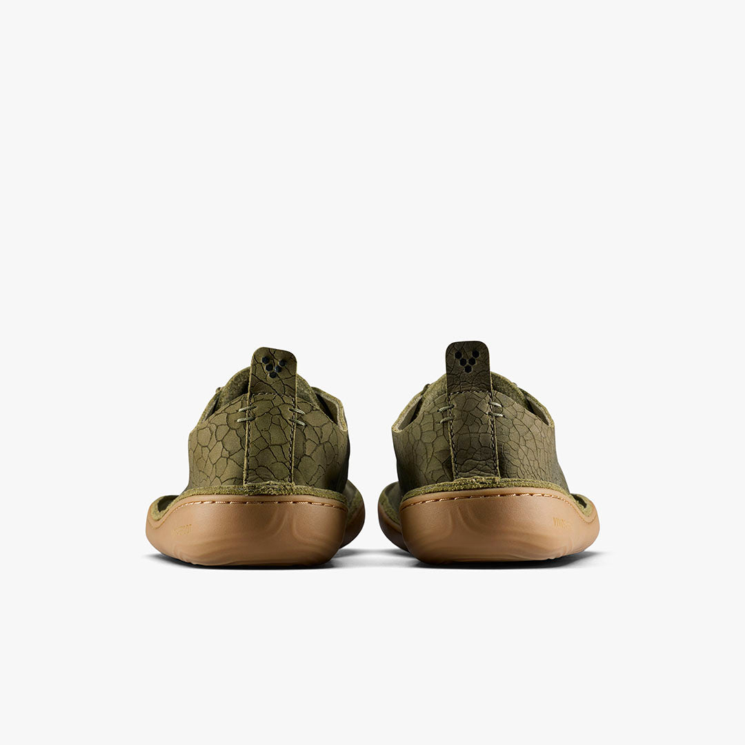 Vivobarefoot Sensus Moc Lace Up Leather Mens – Dark Olive/Cracked Leather