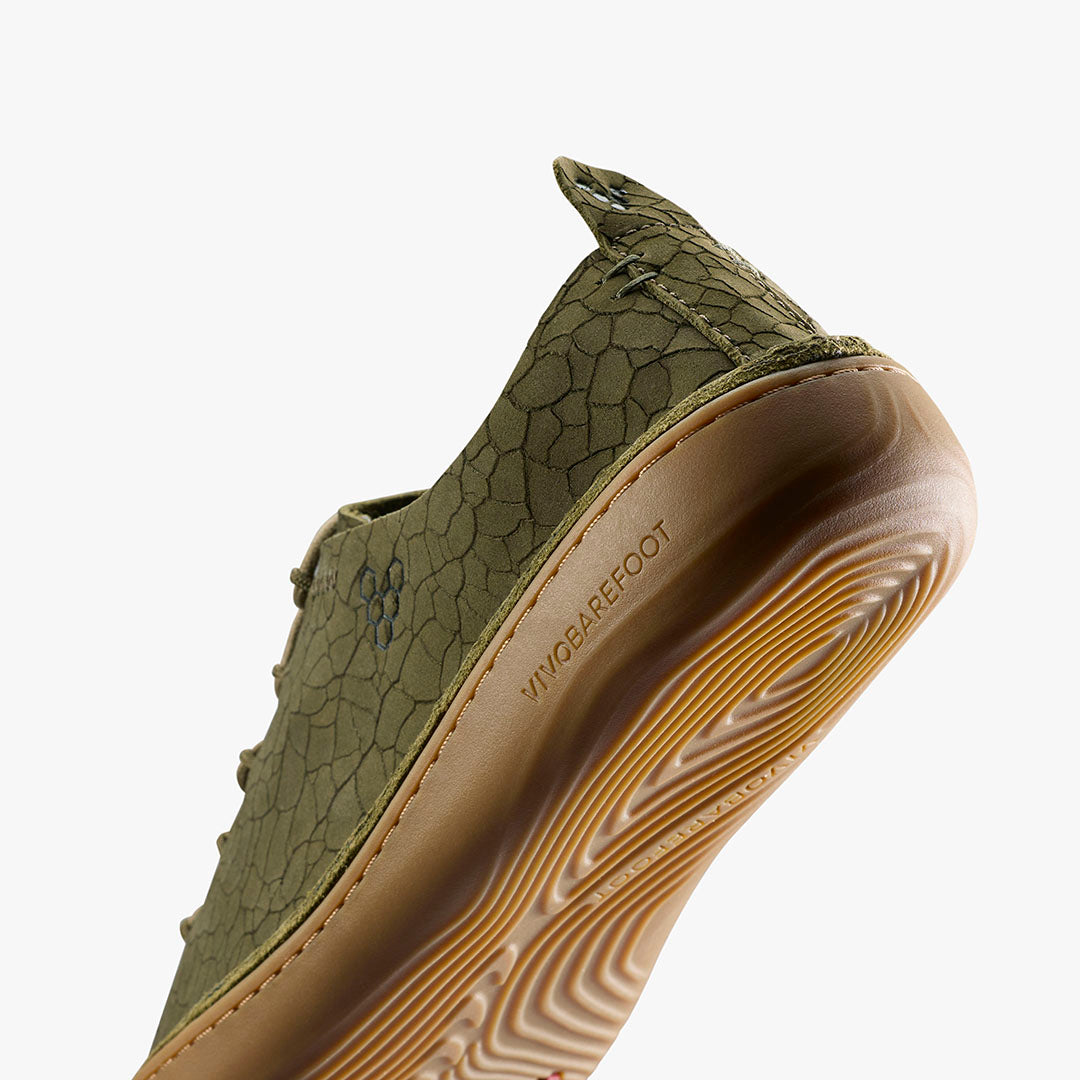 Vivobarefoot Sensus Moc Lace Up Leather Mens – Dark Olive/Cracked Leather