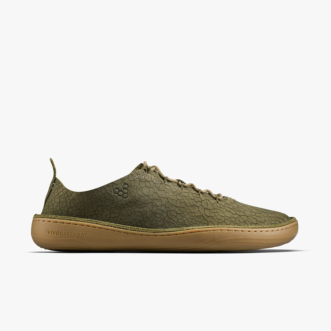 Vivobarefoot Sensus Moc Lace Up Leather Mens – Dark Olive/Cracked Leat