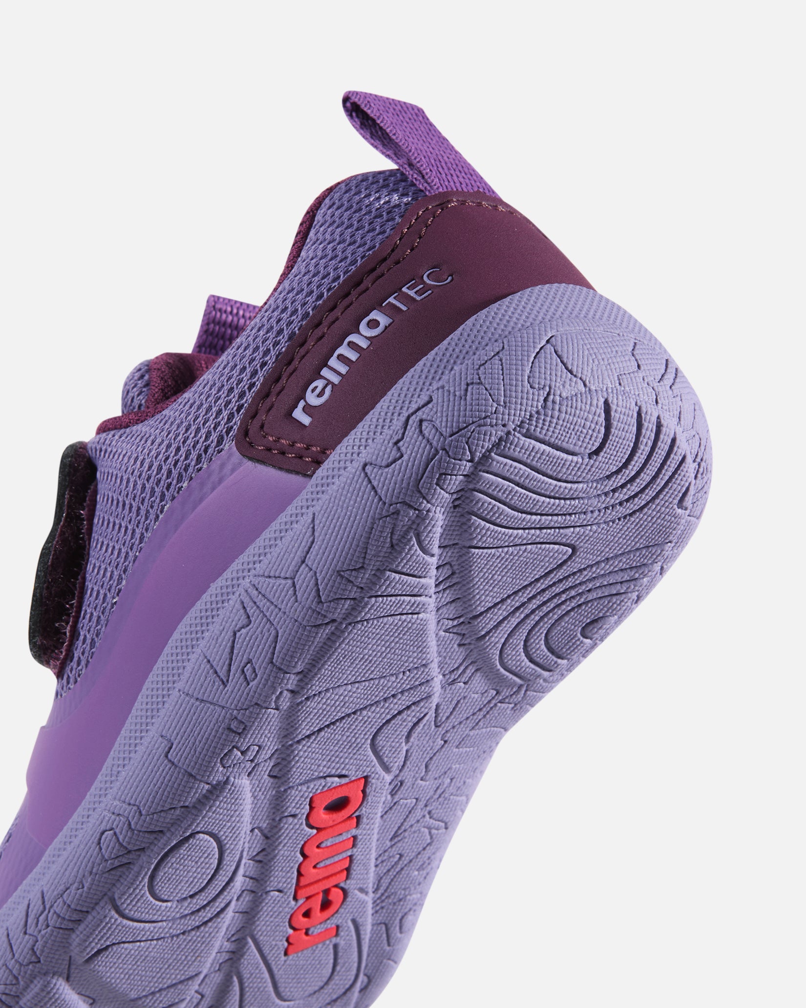 Reima Tepastelu barfodssko til børn i Misty Violet, nærbillede af ydersålen