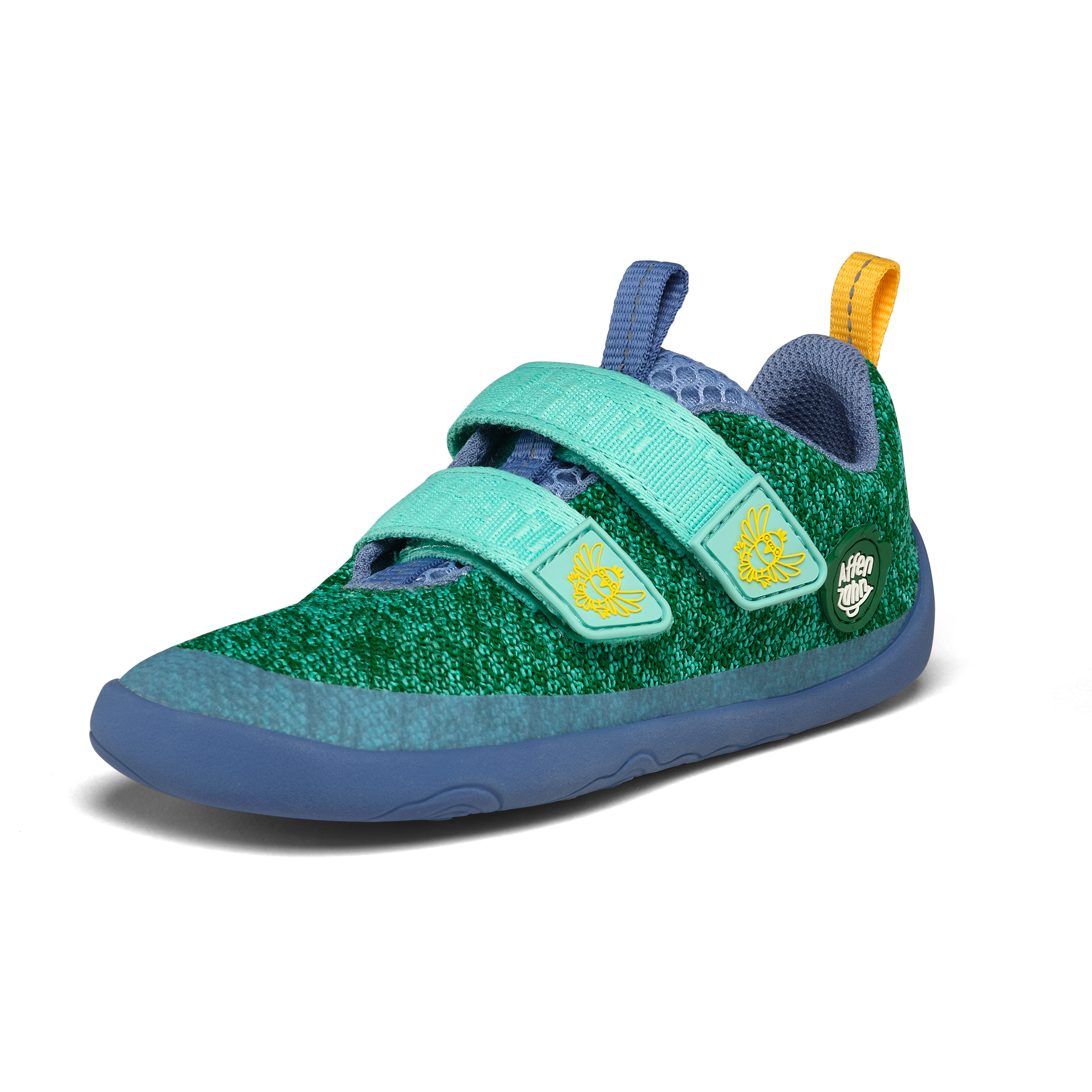 Affenzahn Sneaker Knit Happy barfodssko til børn i farven Bird of Paradise, sål