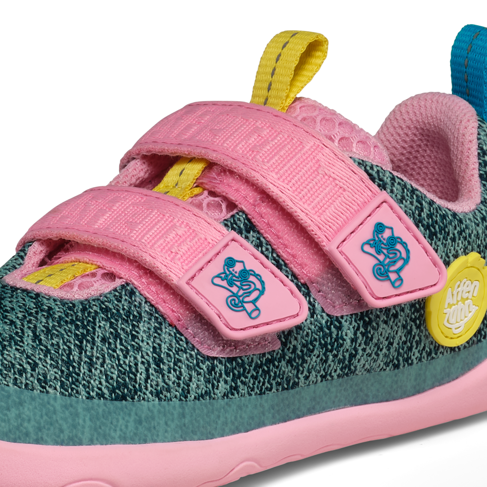 Affenzahn Sneaker Knit Happy barfodssko til børn i farven Chameleon, detalje