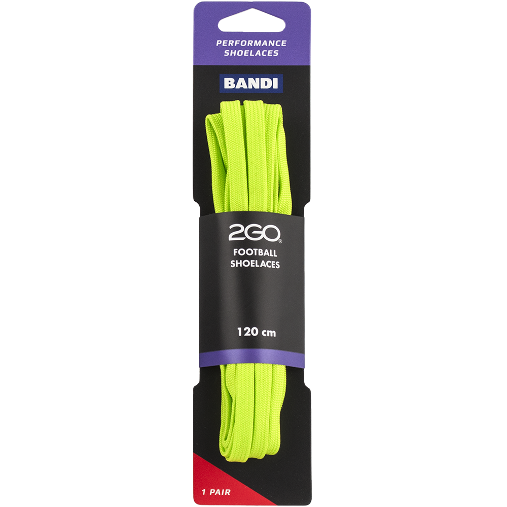 2GO Neongule Flade Sport Snørebånd 120 cm