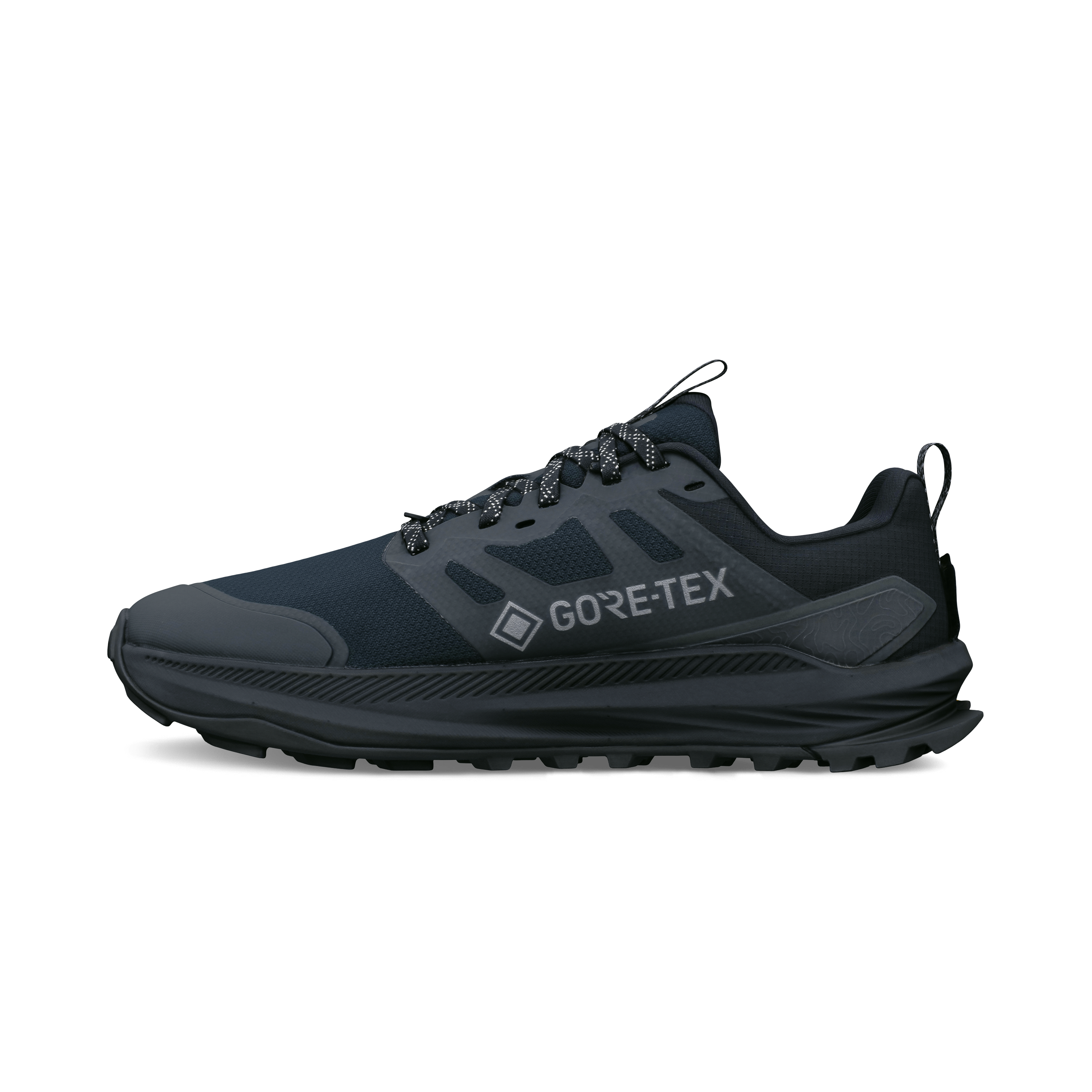 Indersiden af Altra Lone Peak 9+ GTX vandresko til damer i Black/Black med GORE-TEX-mærke