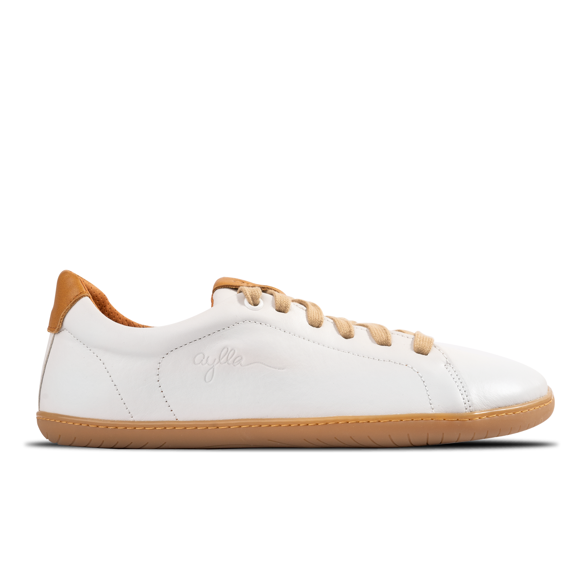 Aylla Keck Womens barfods sneakers i læder til kvinder i farven white, yderside