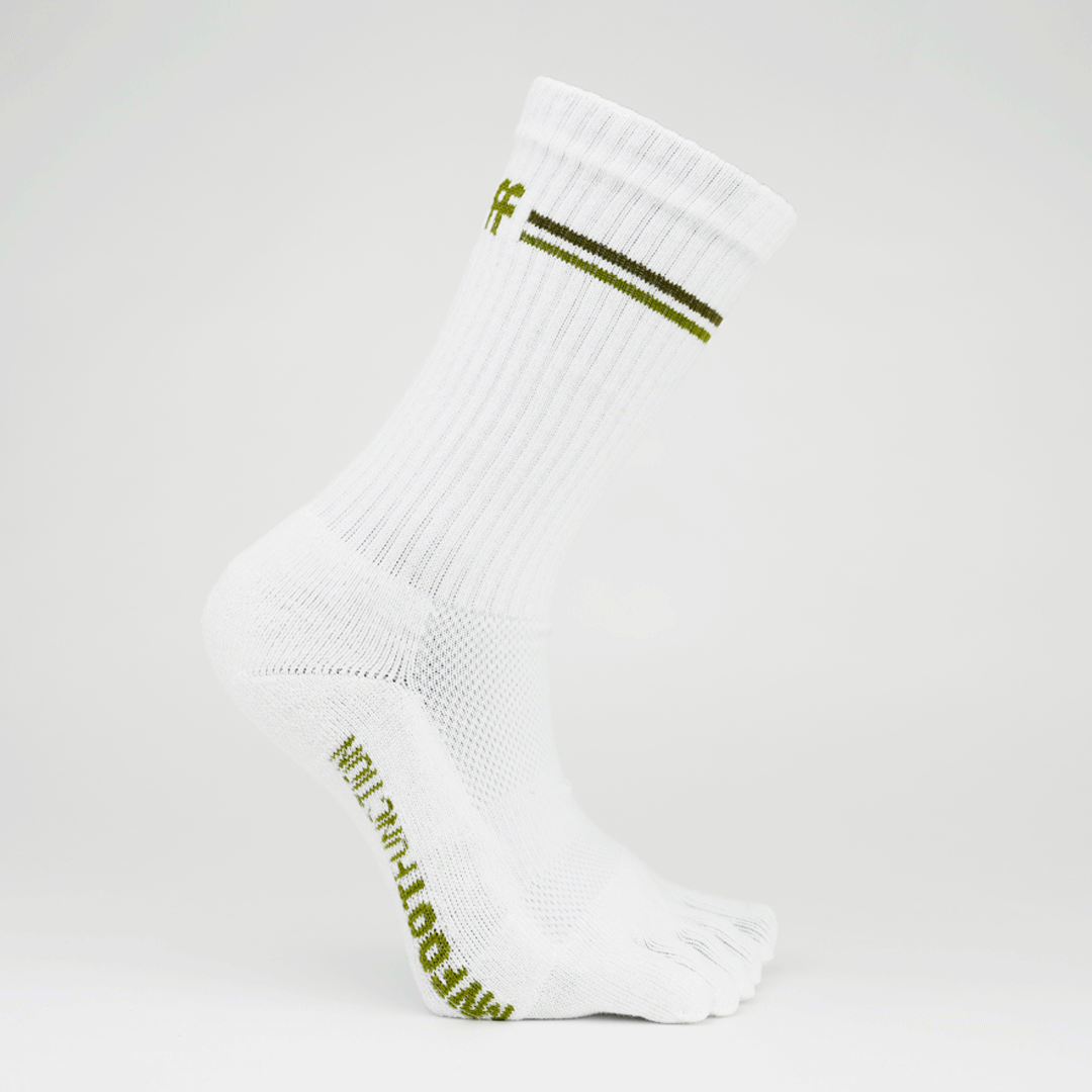 My Foot Function Tåsokker – Crew Length – White & Green