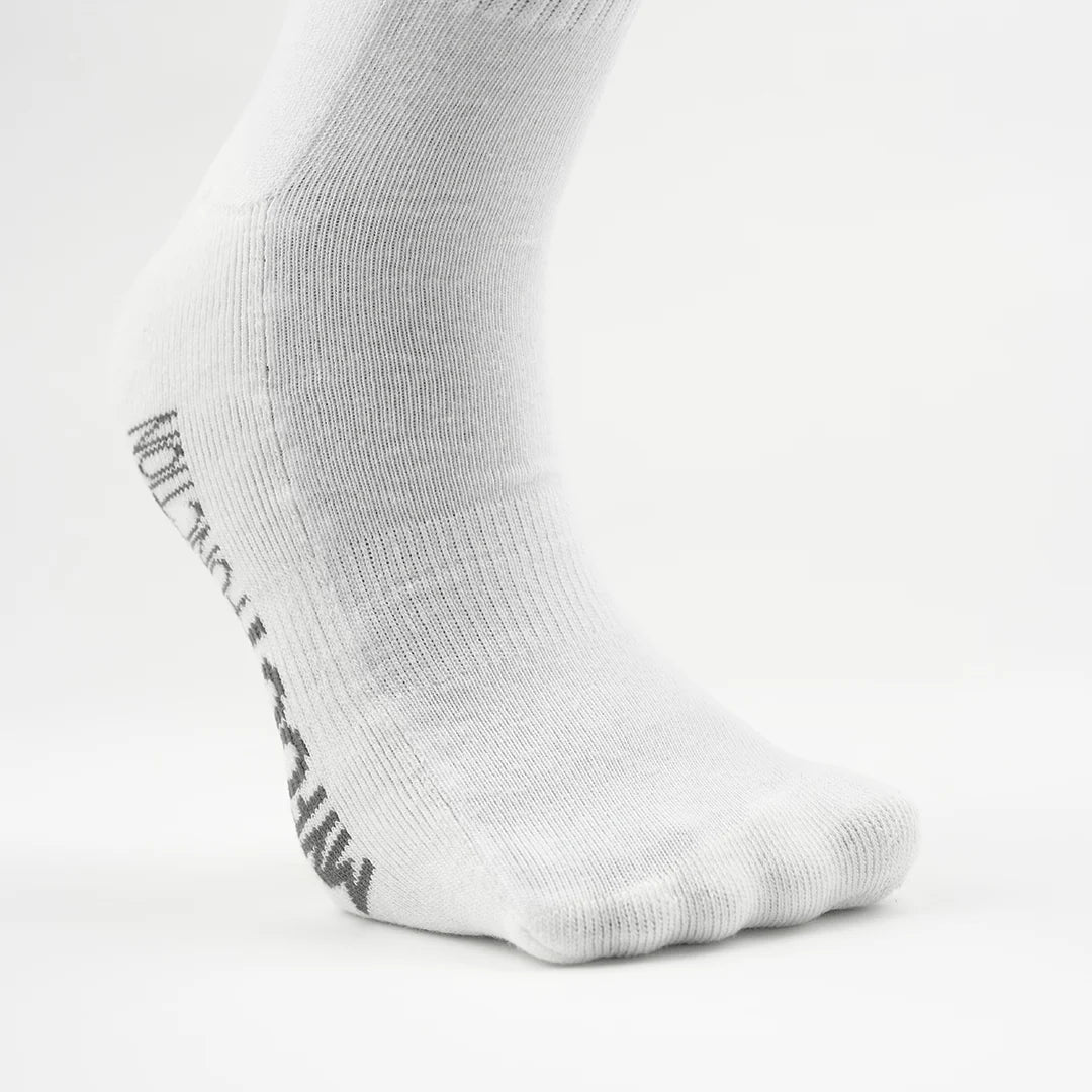 My Foot Function Wide Socks – Crew Length – White
