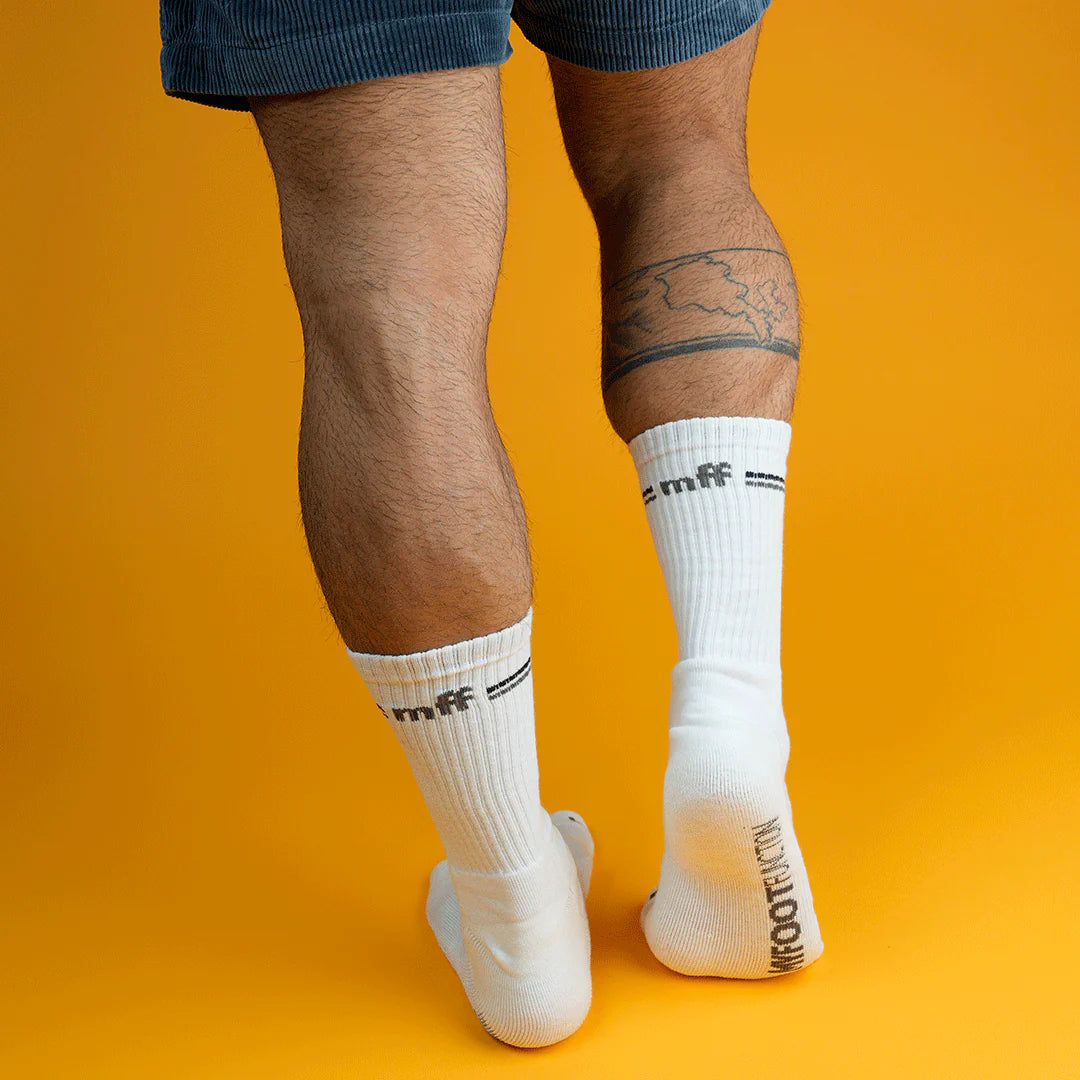My Foot Function Wide Socks – Crew Length – White