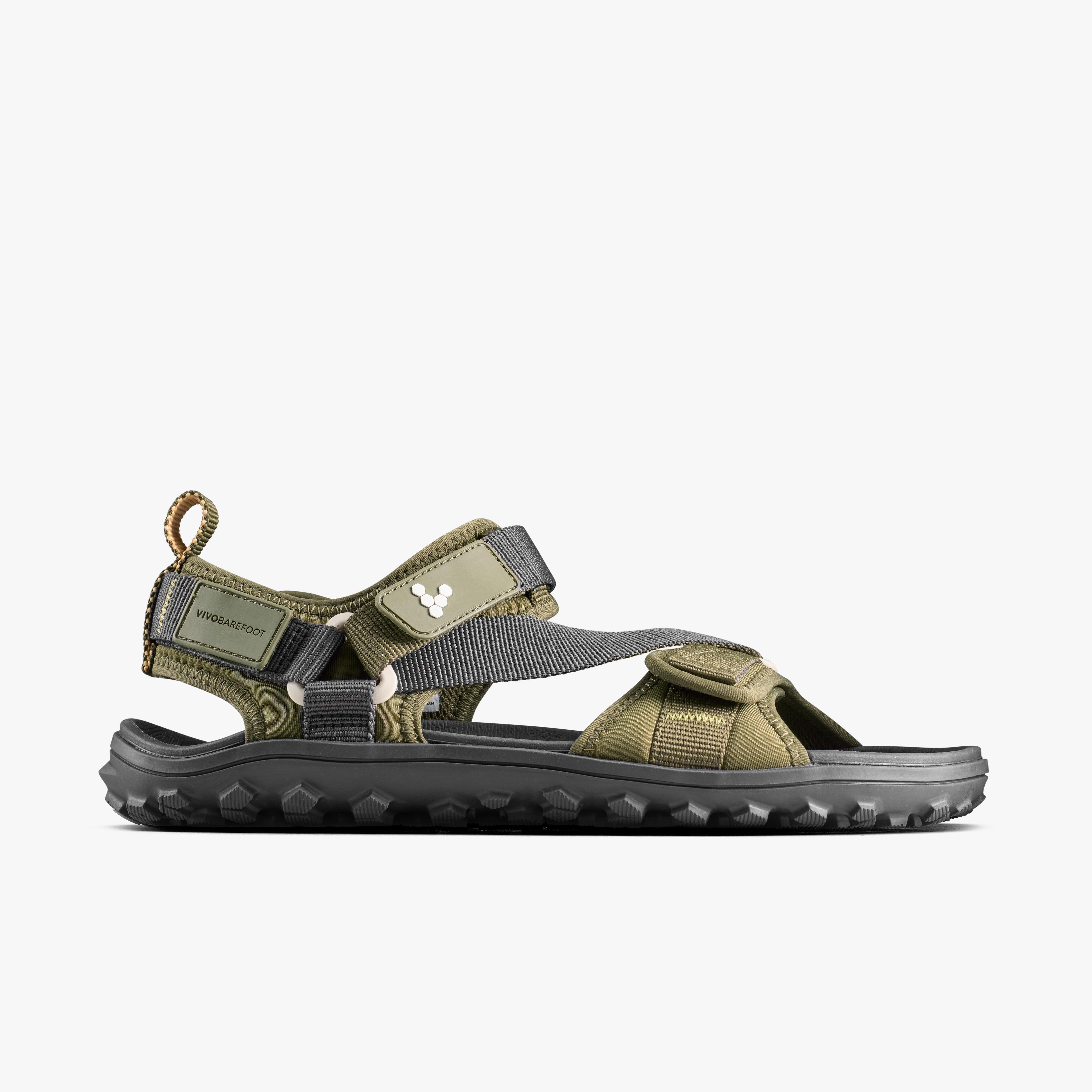 Vivobarefoot Tracker Ora Sandal Mens Dark Olive, set fra siden