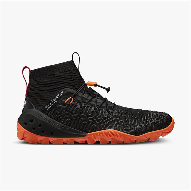 Vivobarefoot ESC Tempest barfodssko i sort og orange fra ydersiden