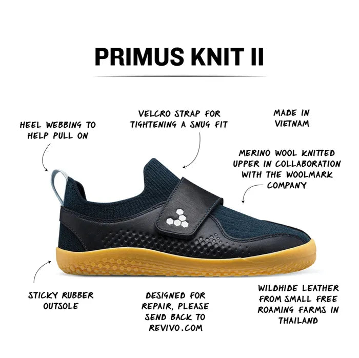 Produktdetaljer for Primus Knit II med velcrorem, strik og gummisål
