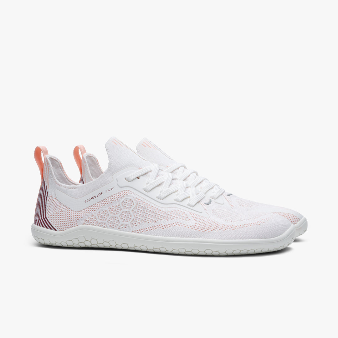 Vivobarefoot Primus Lite Knit Womens – White/Peach Melba