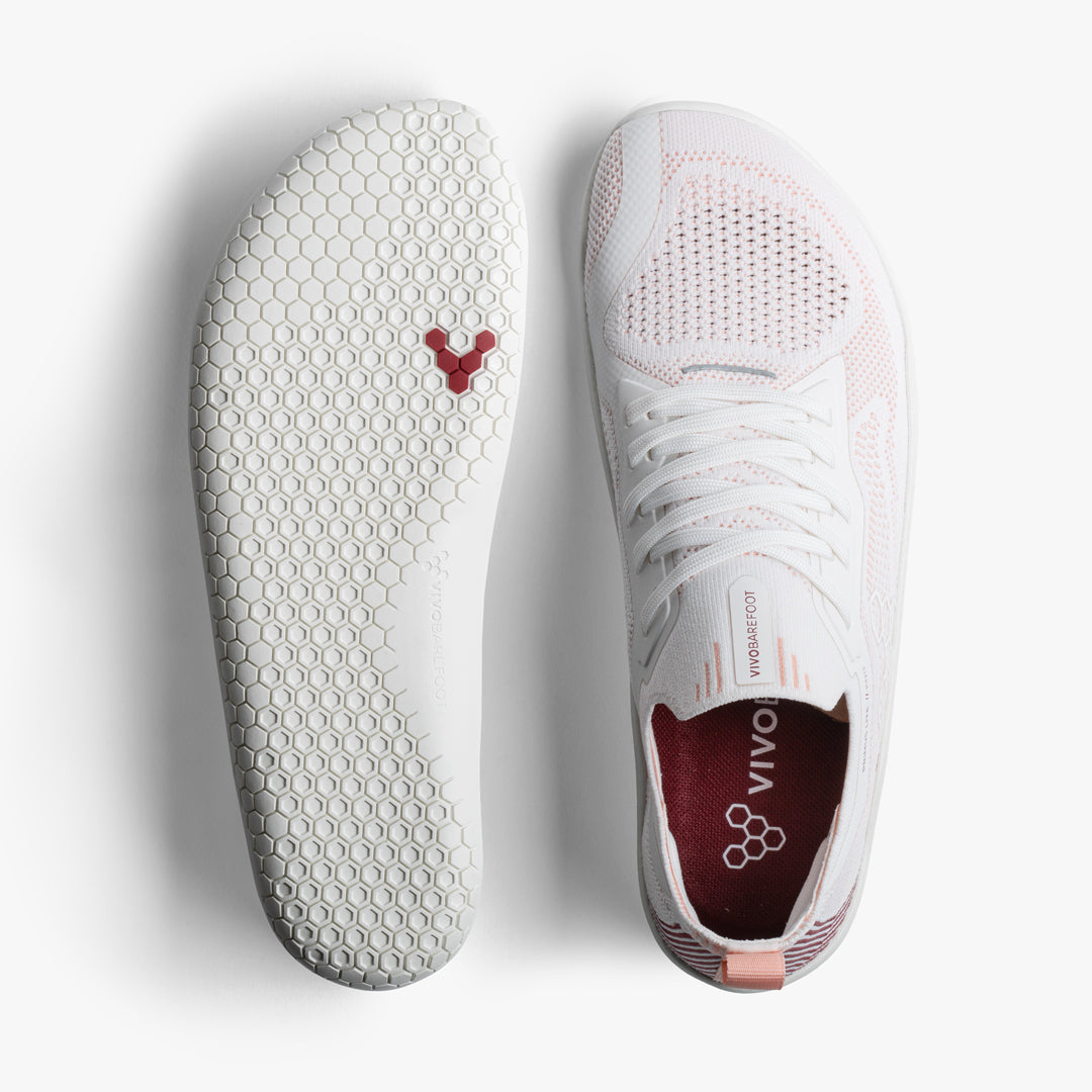 Vivobarefoot Primus Lite Knit Womens – White/Peach Melba