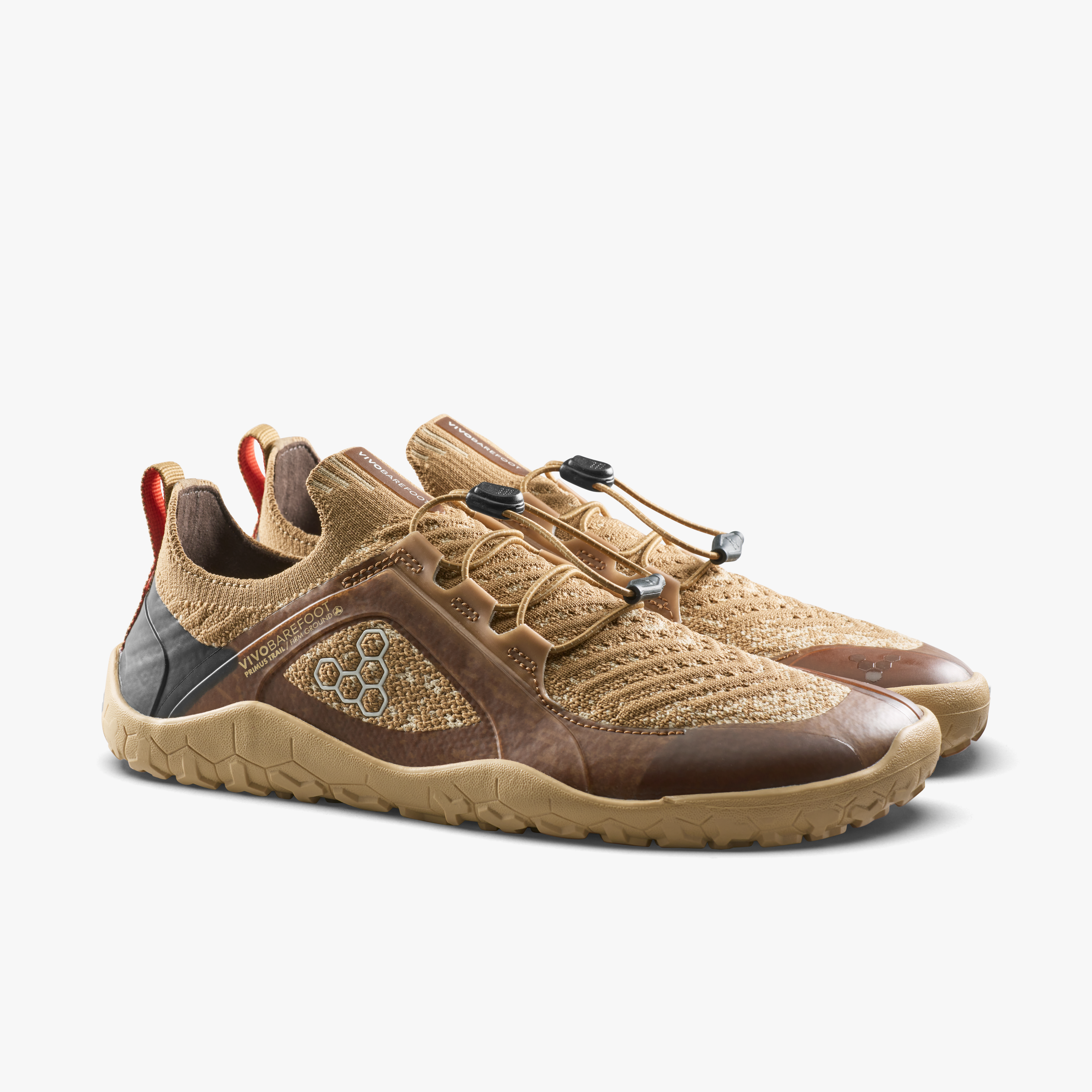 Vivobarefoot Primus Trail Knit FG Grounding Womens barfodssko til kvinder i farven wood, par