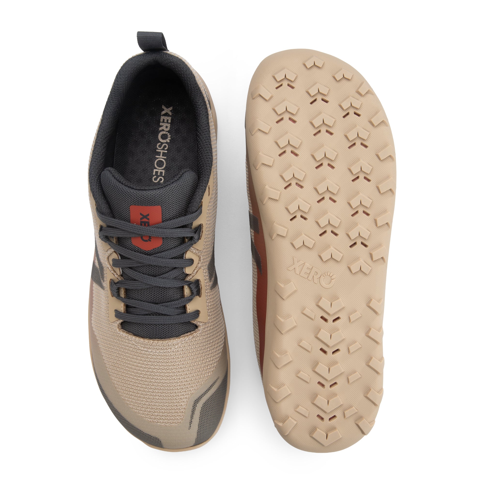 Xero Shoes Mesa Summit barfodssko til dame i farven Irish Cream, set ovenfra og fra sålen