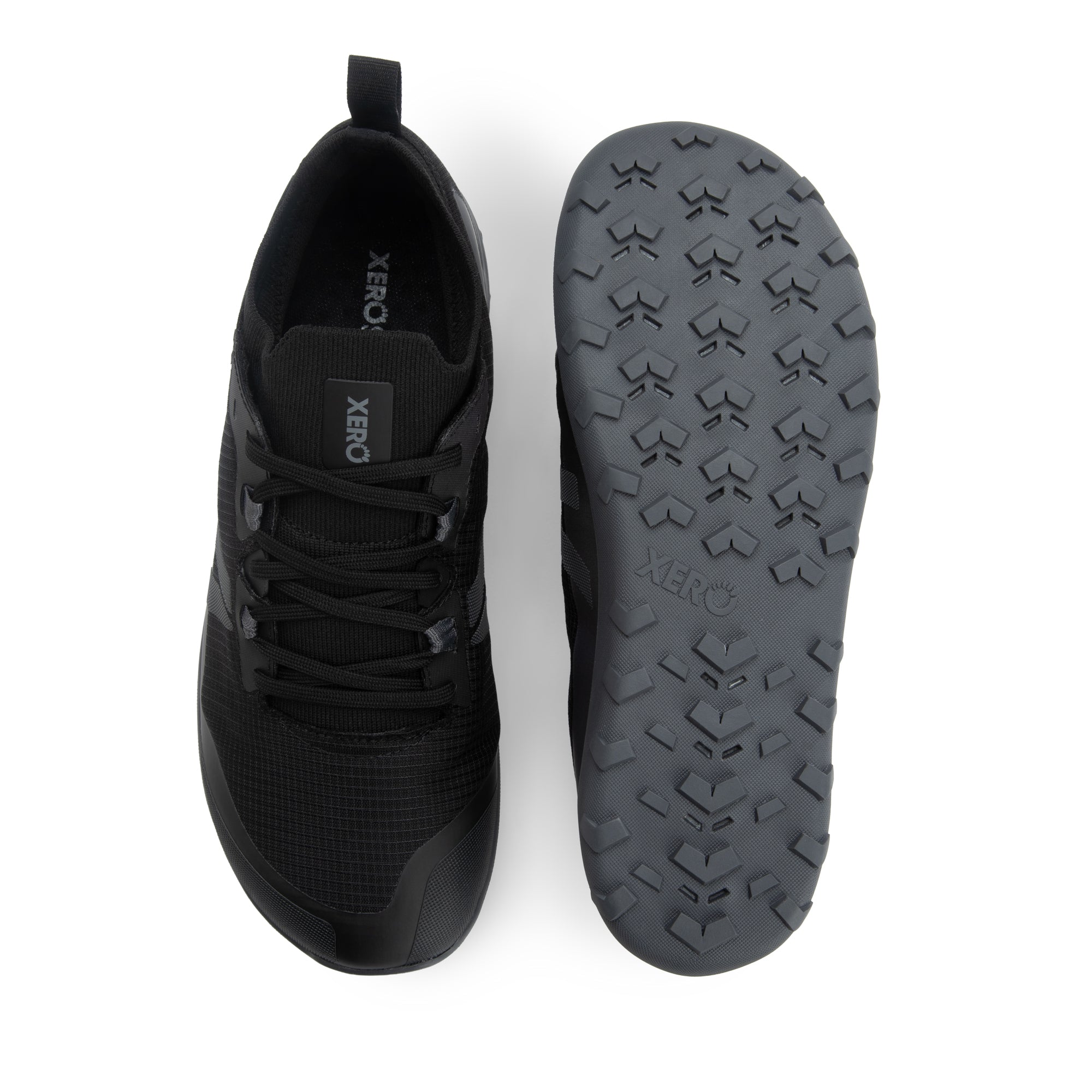 Xero Shoes Mesa Summit WP barfodssko til herre i farven Black, set ovenfra og fra sålen