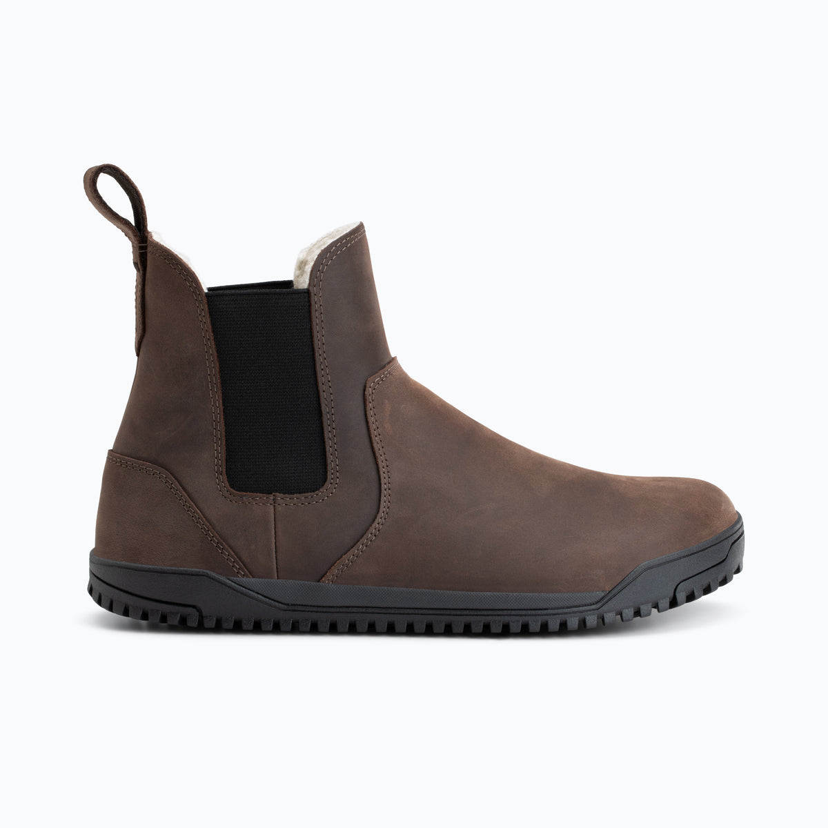 Xero Shoes Ridgeway Chelsea Lined brun barfodsstøvle set fra ydersiden