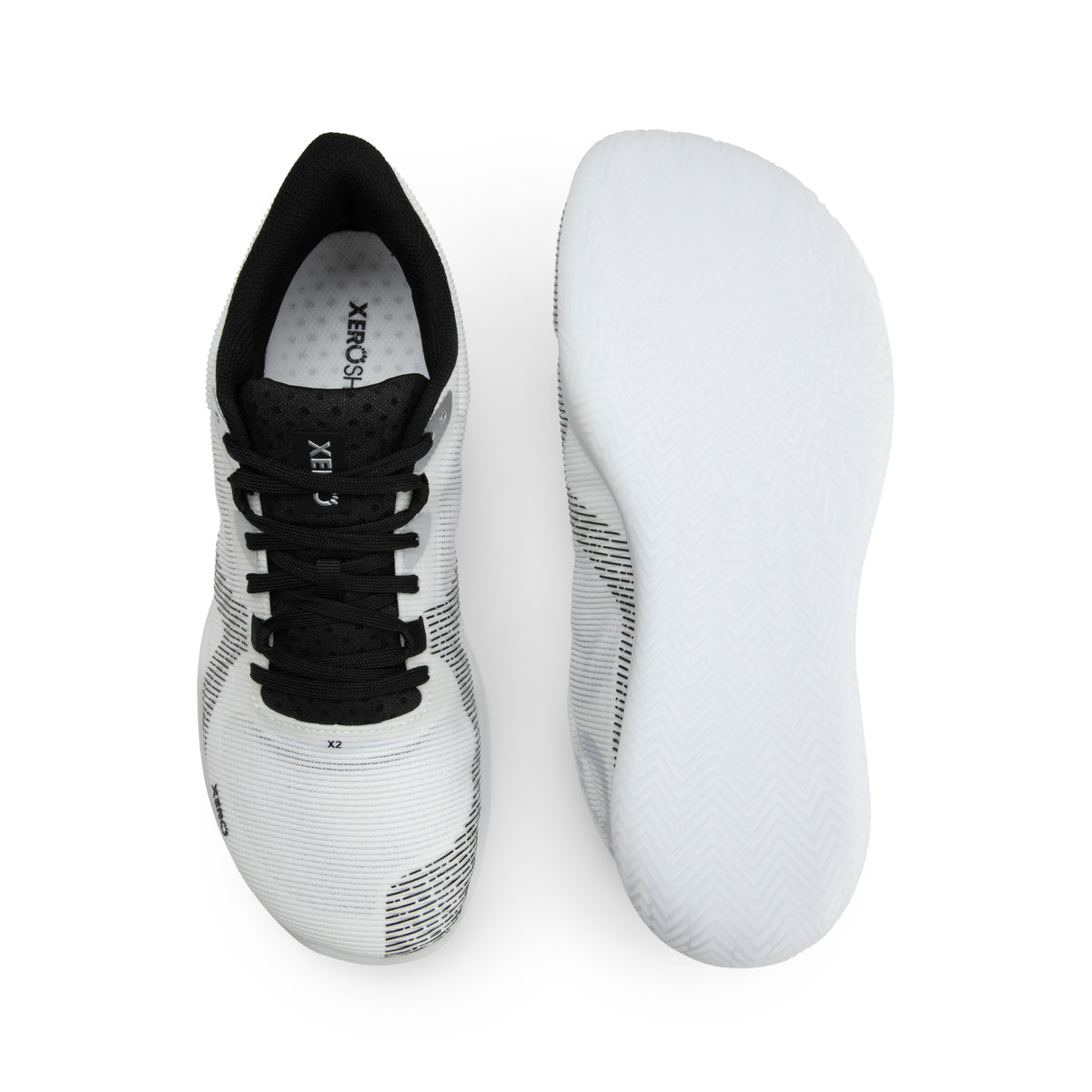 Xero Shoes X2 barfodssko til dame i farven White, set ovenfra og fra sålen