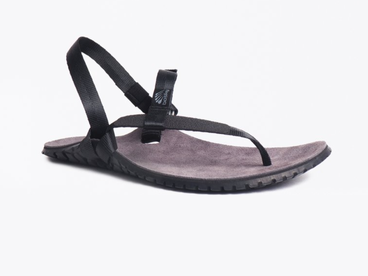 Bosky Enduro Leather 2.0 Y barfods sandaler til kvinder og mænd i farven black, yderside