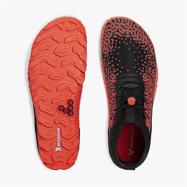 Vivobarefoot ESC Tempest Womens barfods vandstøvler til kvinder i farven black/neon coral, top