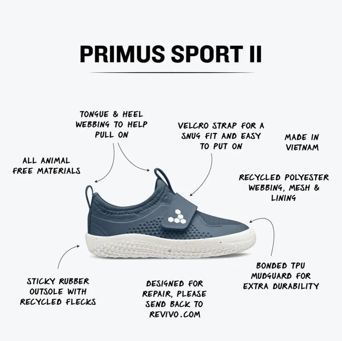 Vivobarefoot Primus Sport II Toddler barfods sneakers til tumling i farven all, info