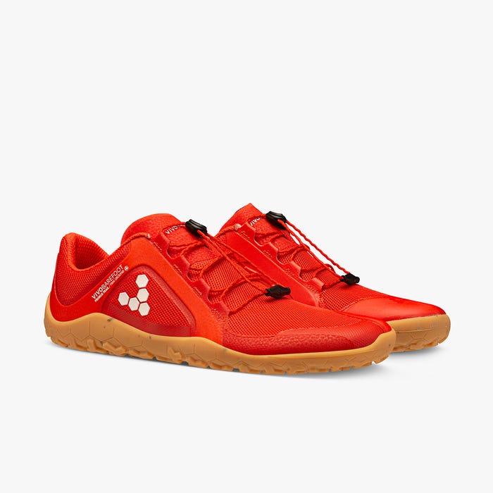 Vivobarefoot Primus Trail FG II barfods trailsko til mænd i farven fiery coral, par