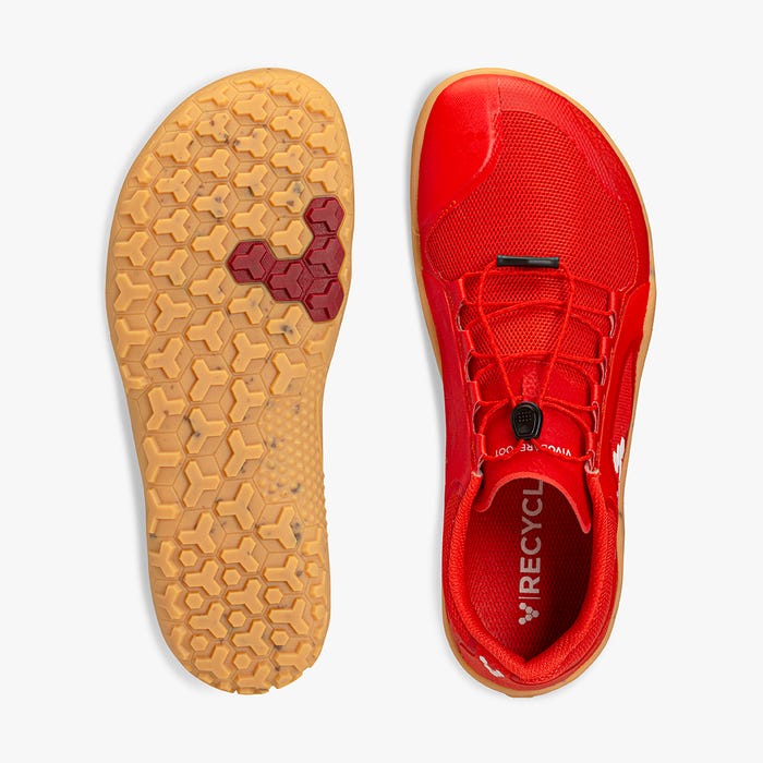Vivobarefoot Primus Trail FG II barfods trailsko til mænd i farven fiery coral, top