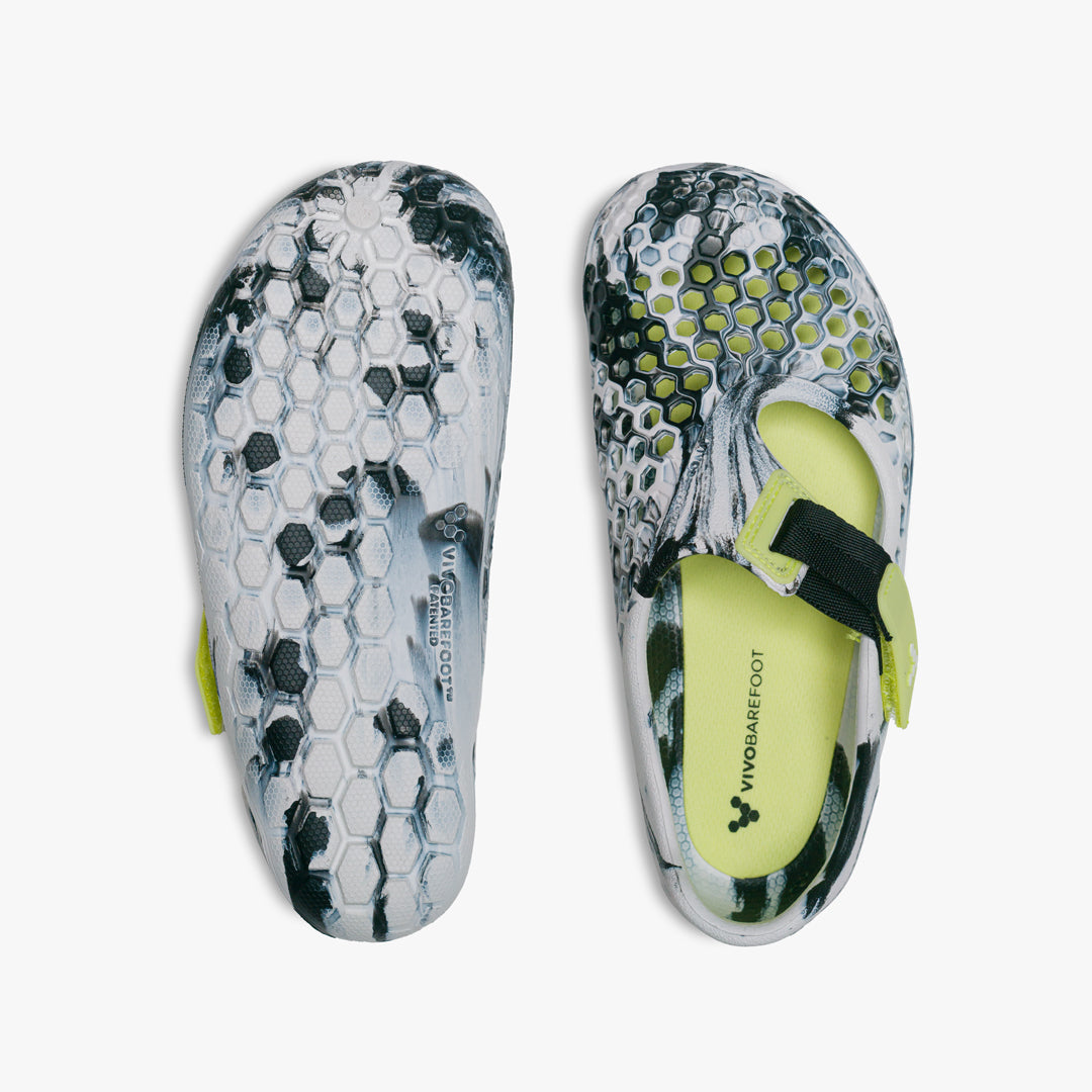 Vivobarefoot Ultra Bloom Juniors barfods vandsko til teenager i farven obsidian-white, top