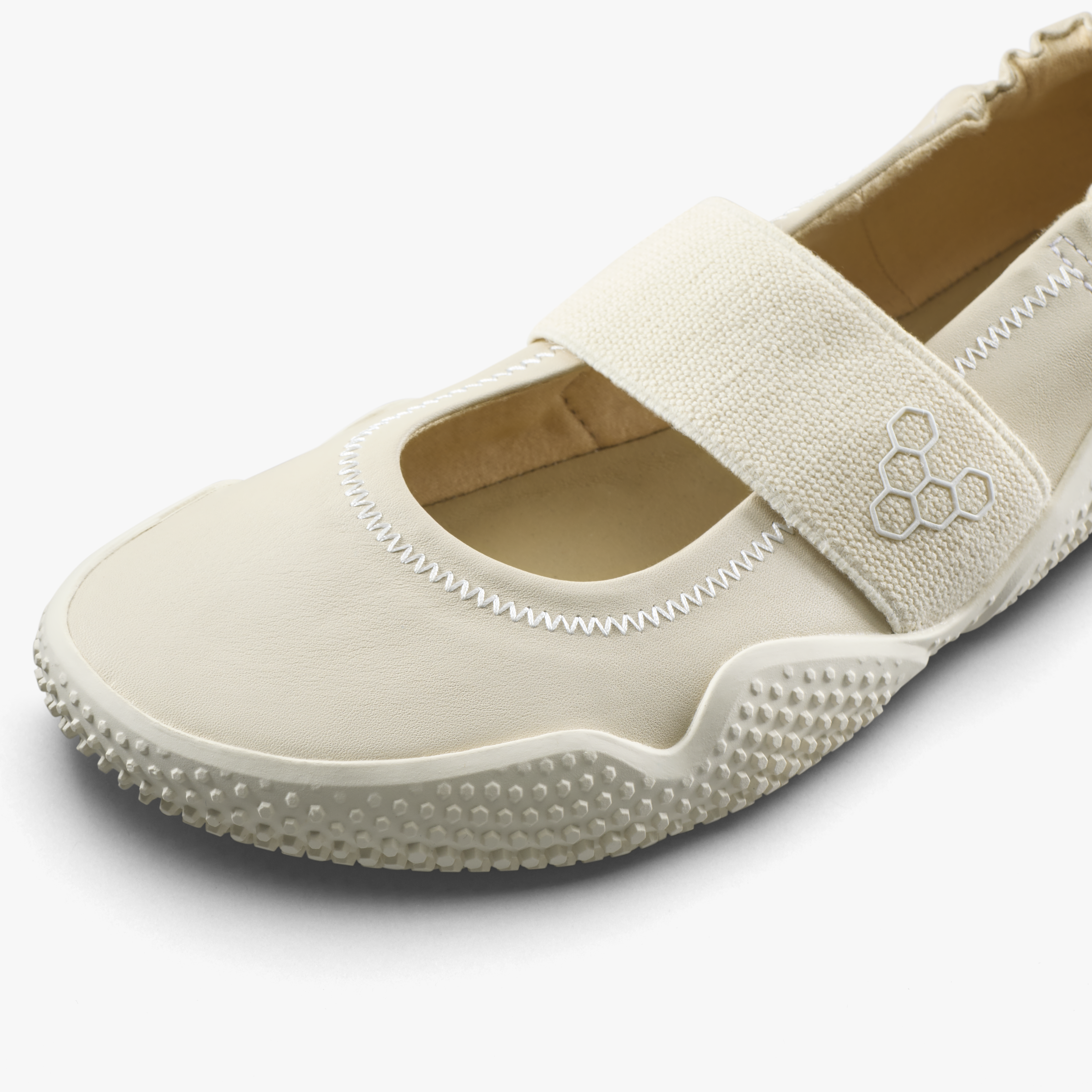 Vivobarefoot Motus Studio Ballet Womens barfodsballerina til kvinder i farven Sand, detaljebillede
