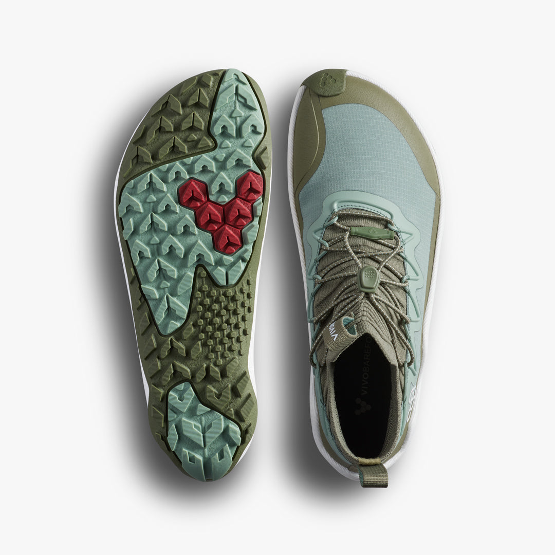 Vivobarefoot Primus Trail Flow Mid II Womens – Glacial Green – SoleAndTop