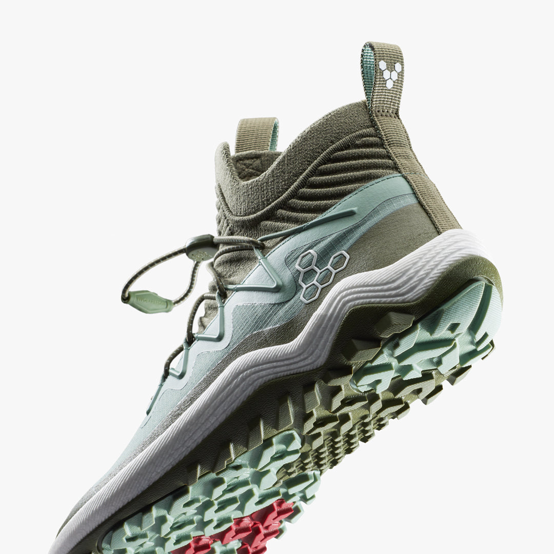 Vivobarefoot Primus Trail Flow Mid II Mens – Glacial Green – Closeup2