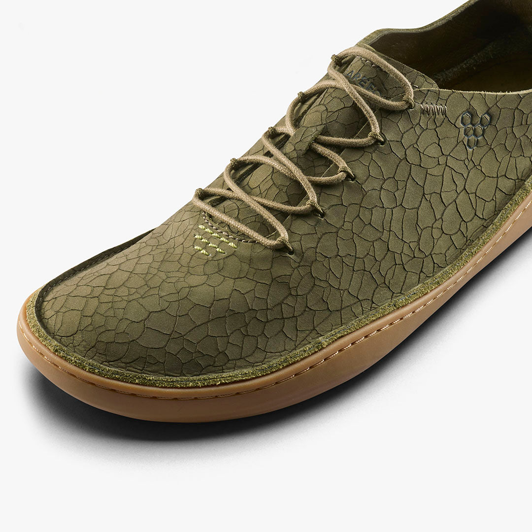 Vivobarefoot Sensus Moc Lace Up Leather Mens – Dark Olive/Cracked Leather