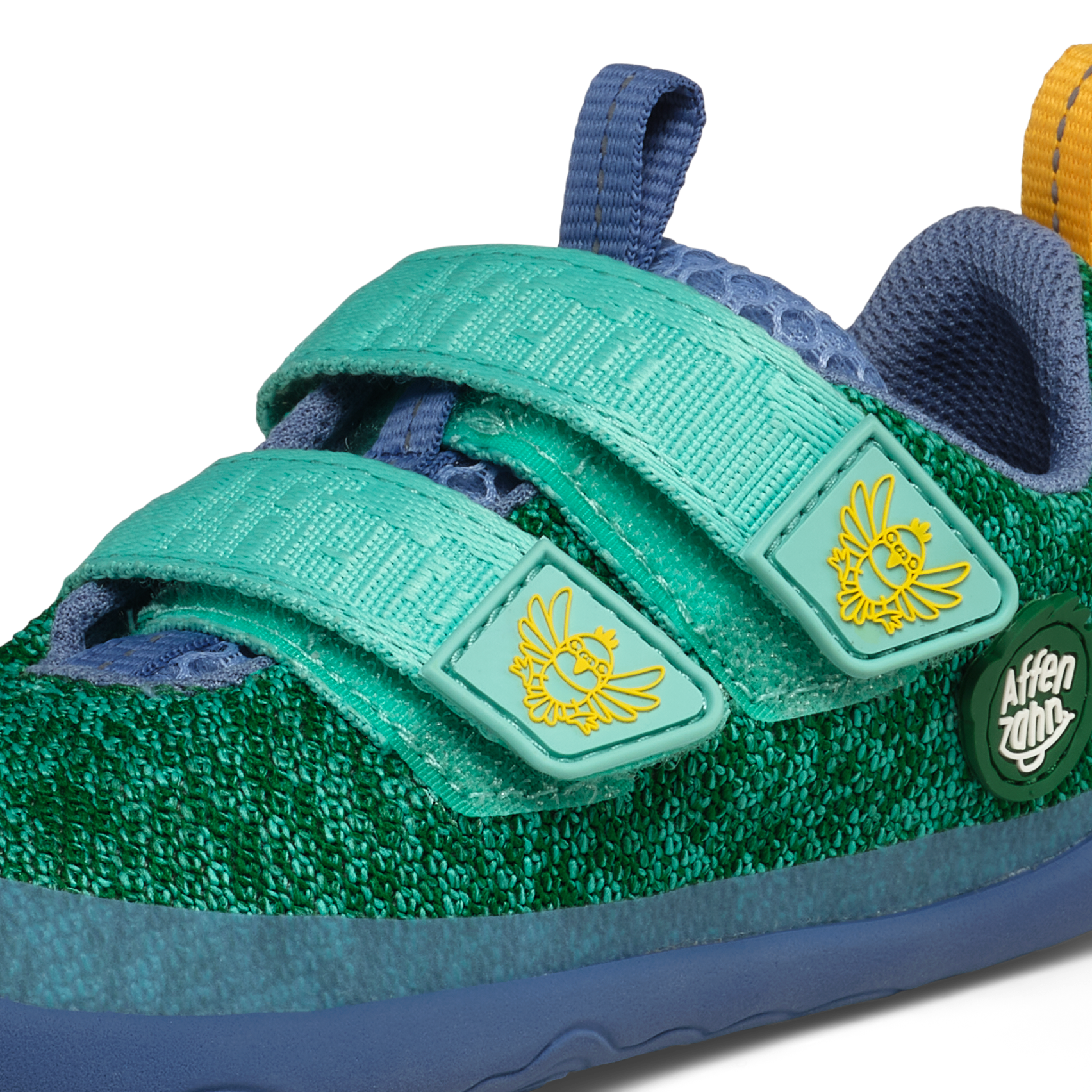 Affenzahn Sneaker Knit Happy barfodssko til børn i farven Bird of Paradise, detalje