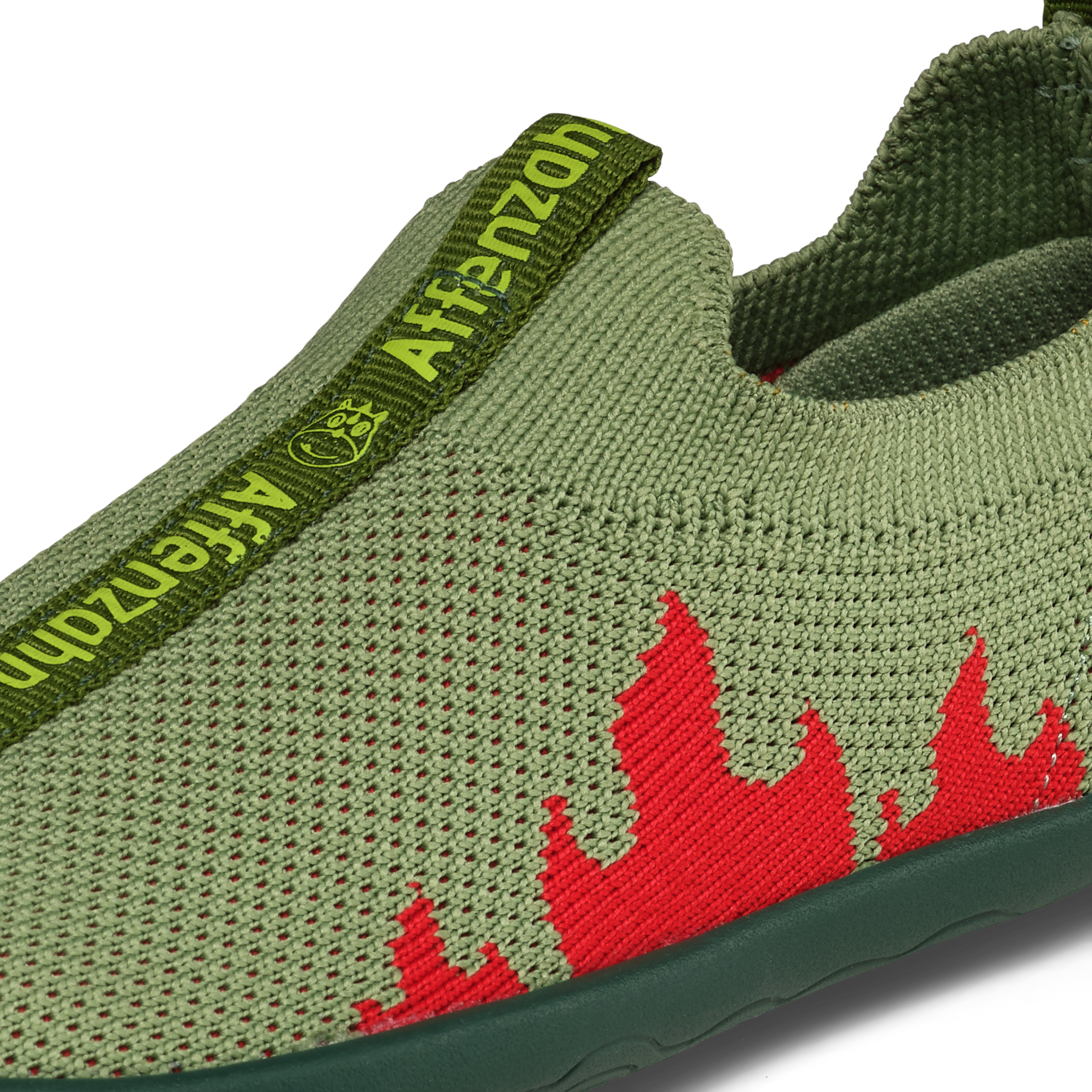 Affenzahn Slipper Knit Flinky barfodssko til børn i farven Dragon, detalje