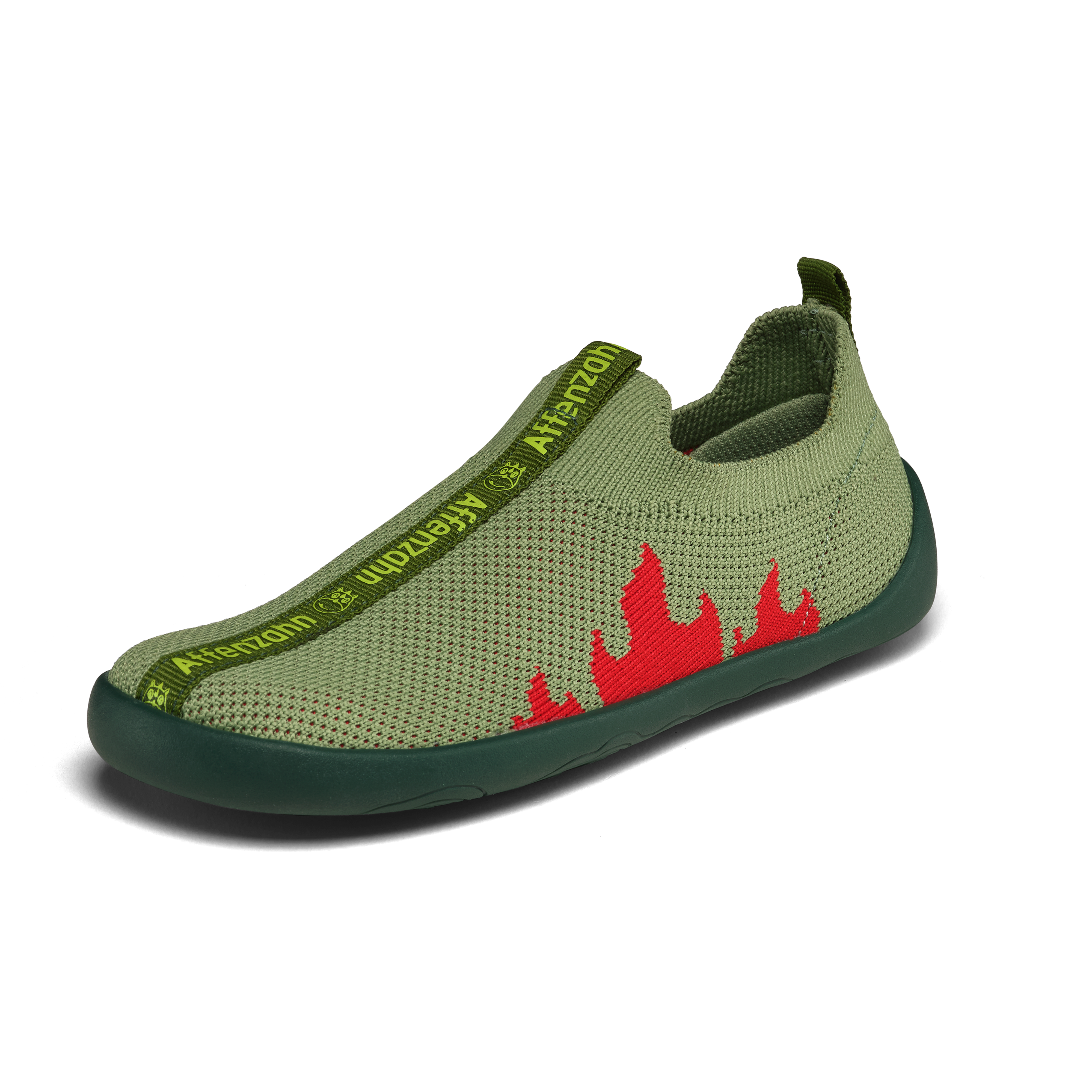 Affenzahn Slipper Knit Flinky barfodssko til børn i farven Dragon, sål