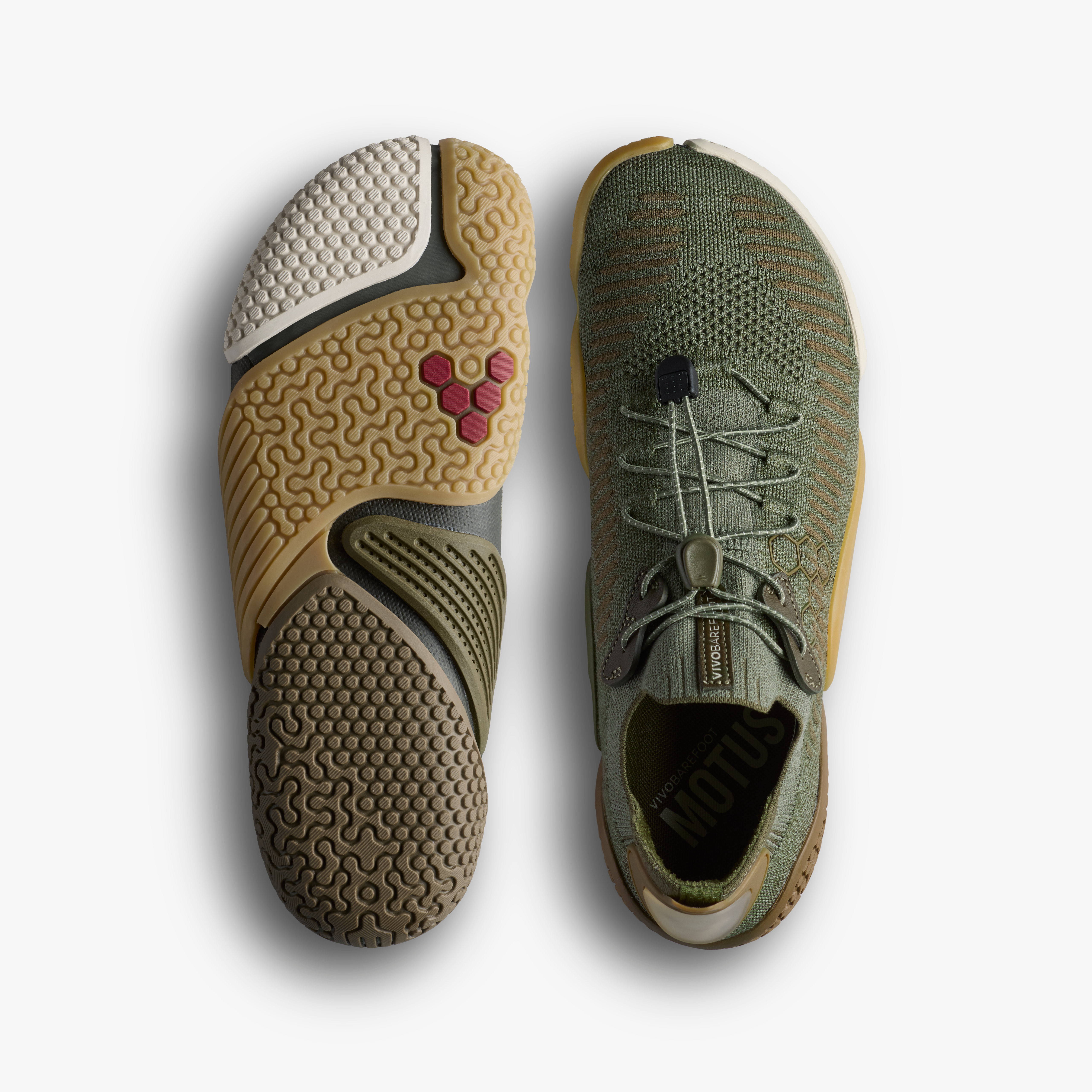 Vivobarefoot Motus Flex Natural Womens Moss - Sole and top view