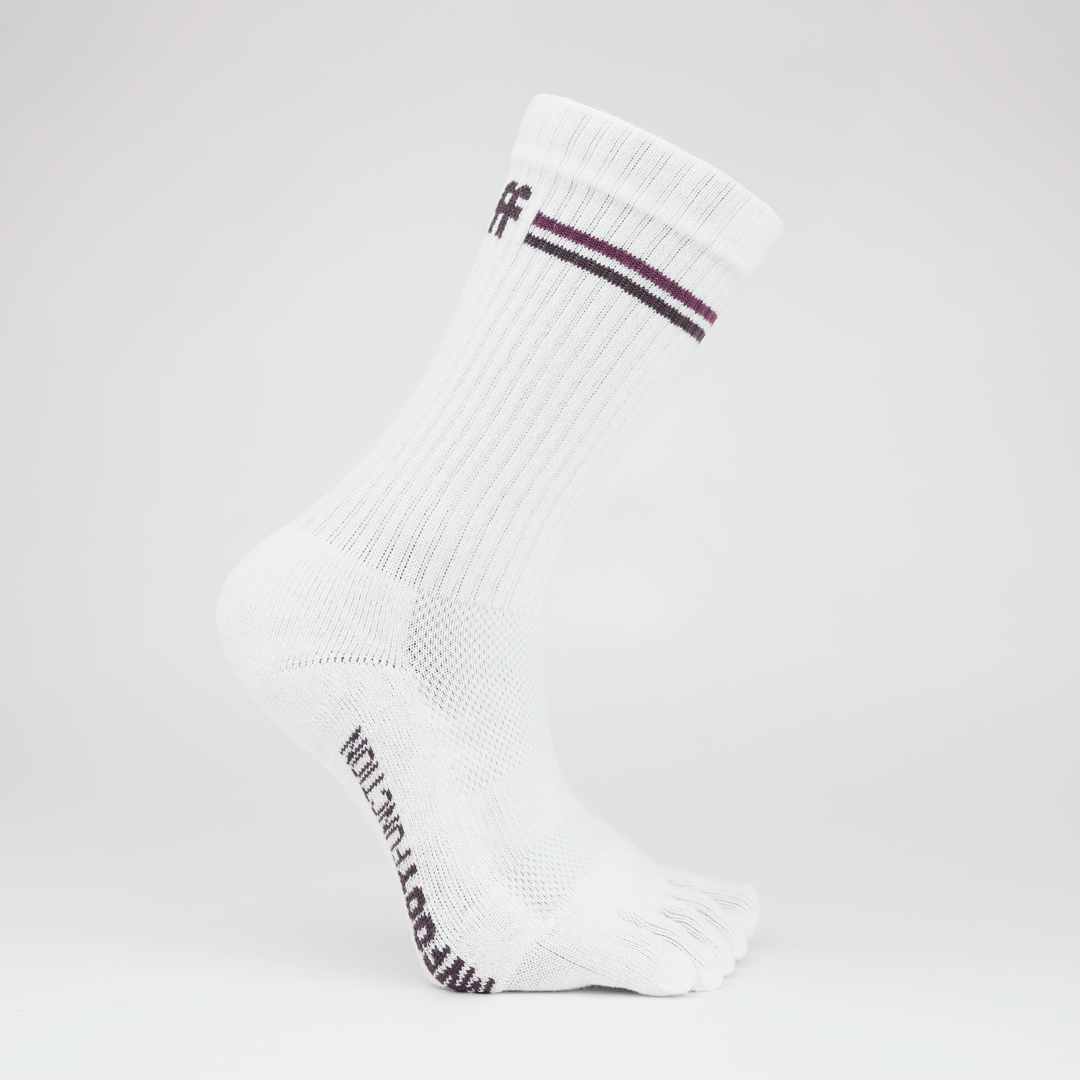 My Foot Function Tåsokker – Crew Length – White & Purple