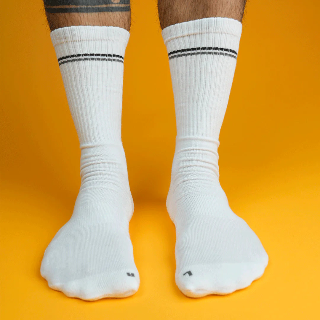 My Foot Function Wide Socks - Crew Length - White