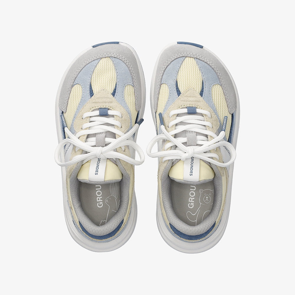 Groundies Starlite 2.0 Juniors – Lemon Cream/Sky Blue, på fod