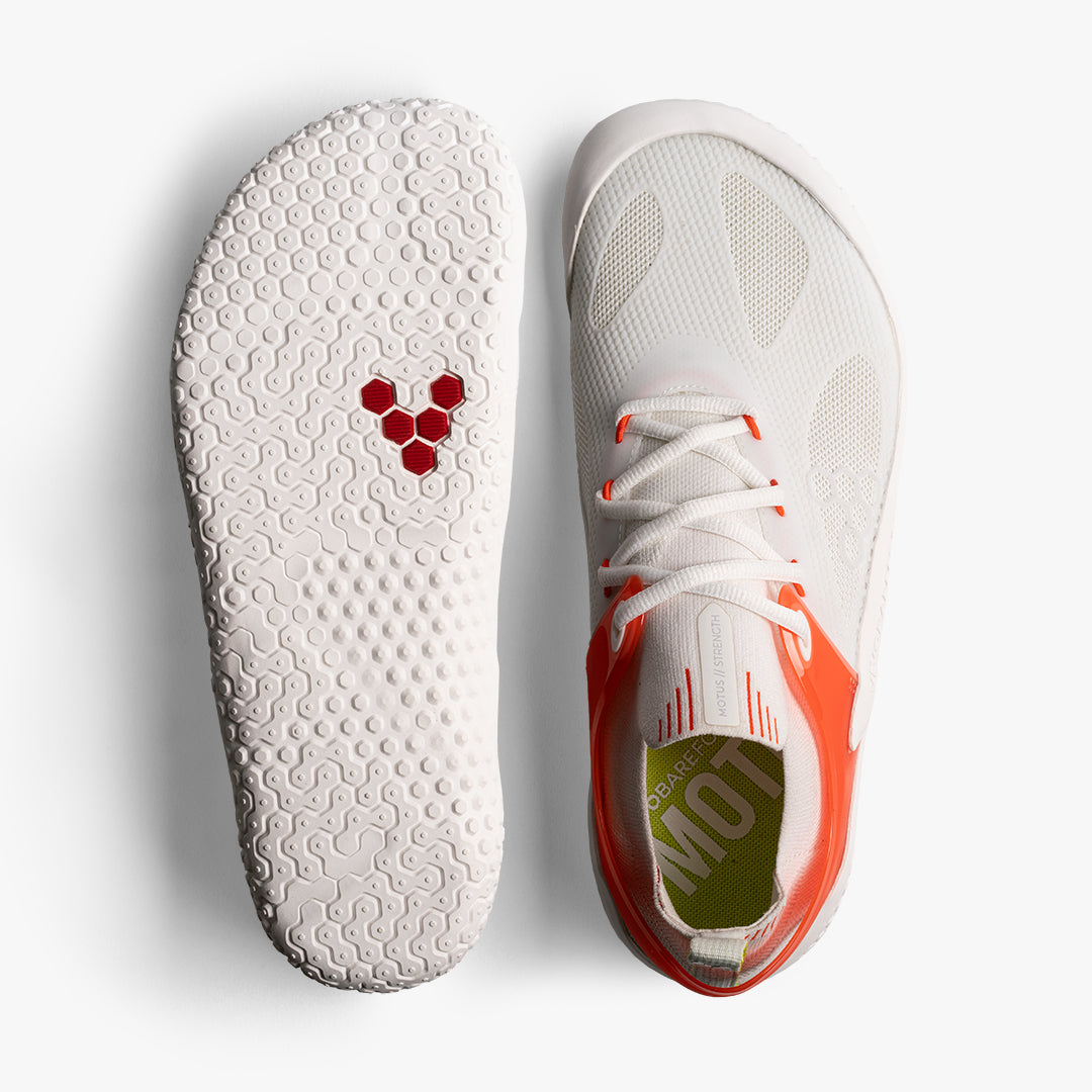 Vivobarefoot Motus Strength Mens – White / Scarlet Ibis