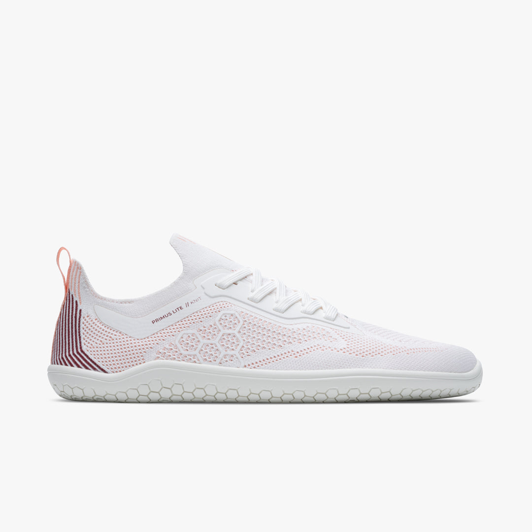 Vivobarefoot Primus Lite Knit Mens – White/Peach Melba