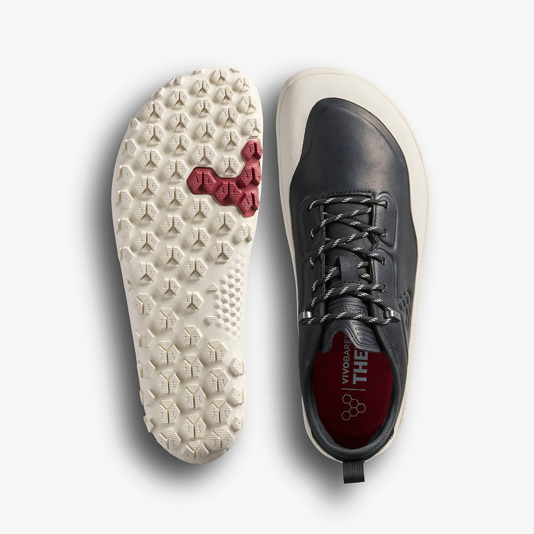 Vivobarefoot Tracker Leather AT Low Mens – Obsidian / White