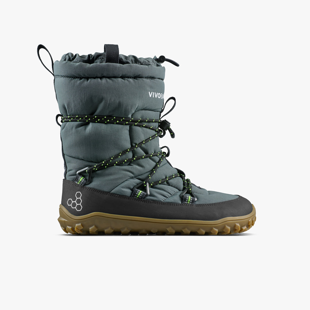 Vivobarefoot Tracker Pioneer Boot WP i Dark Shadow, vandtæt barfodsstøvle set fra ydersiden