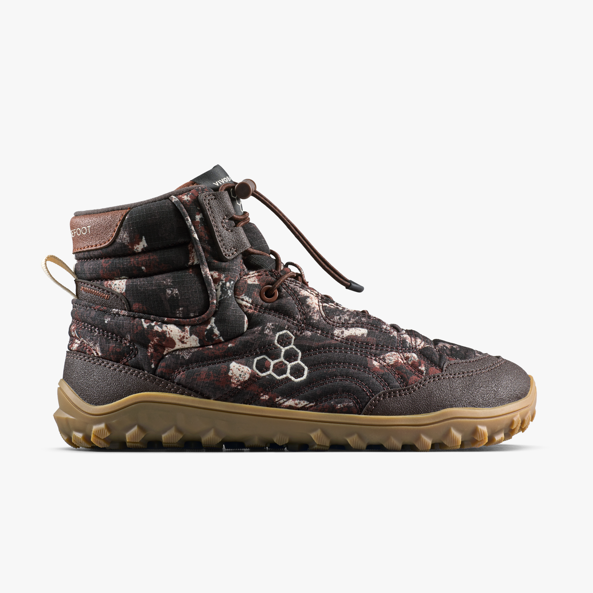 Vivobarefoot Tracker Tova Mid barfodsstøvle til mænd i Mole Print set fra ydersiden