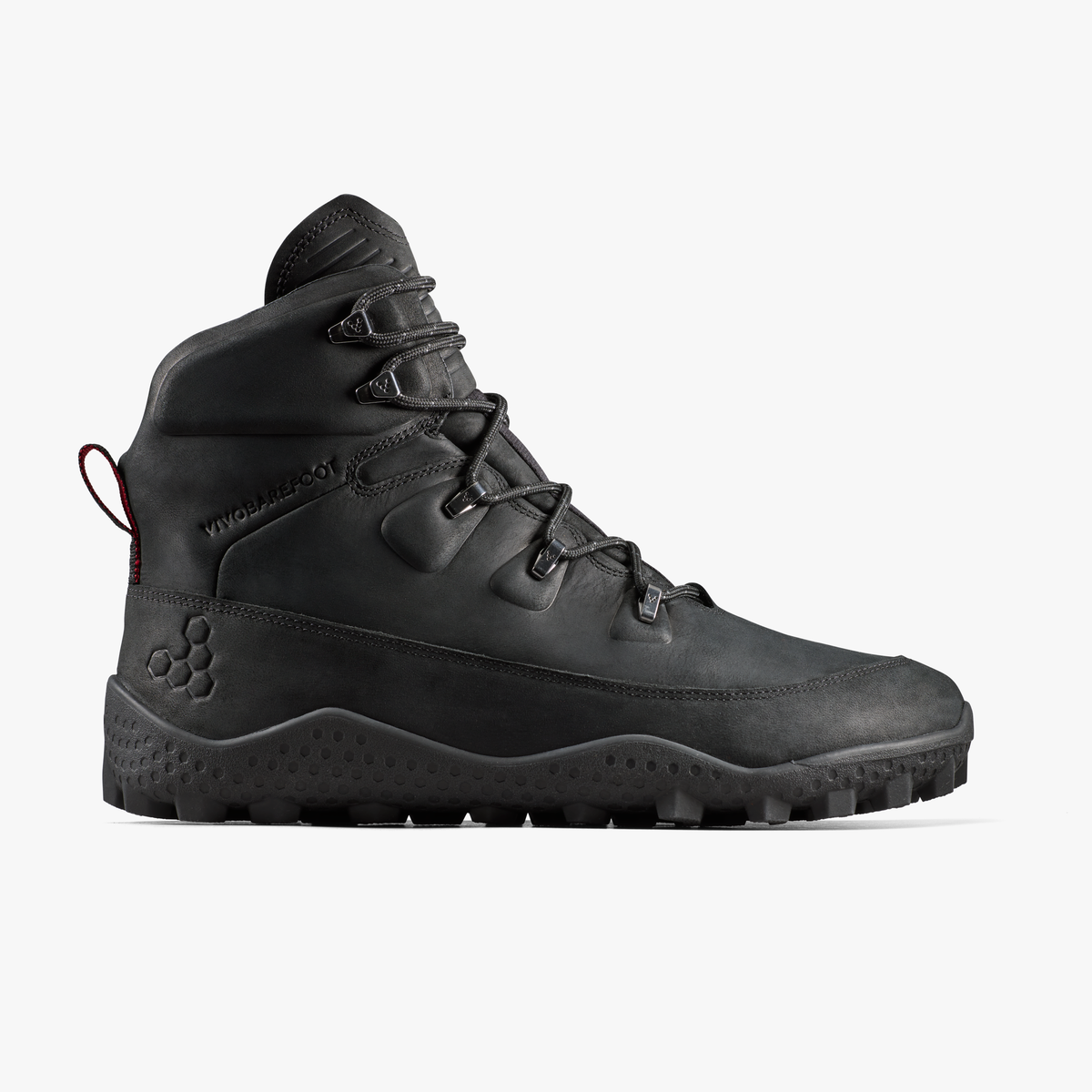 Vivobarefoot Tracker Winter III SG barfodsstøvle i sort Obsidian-læder set fra ydersiden