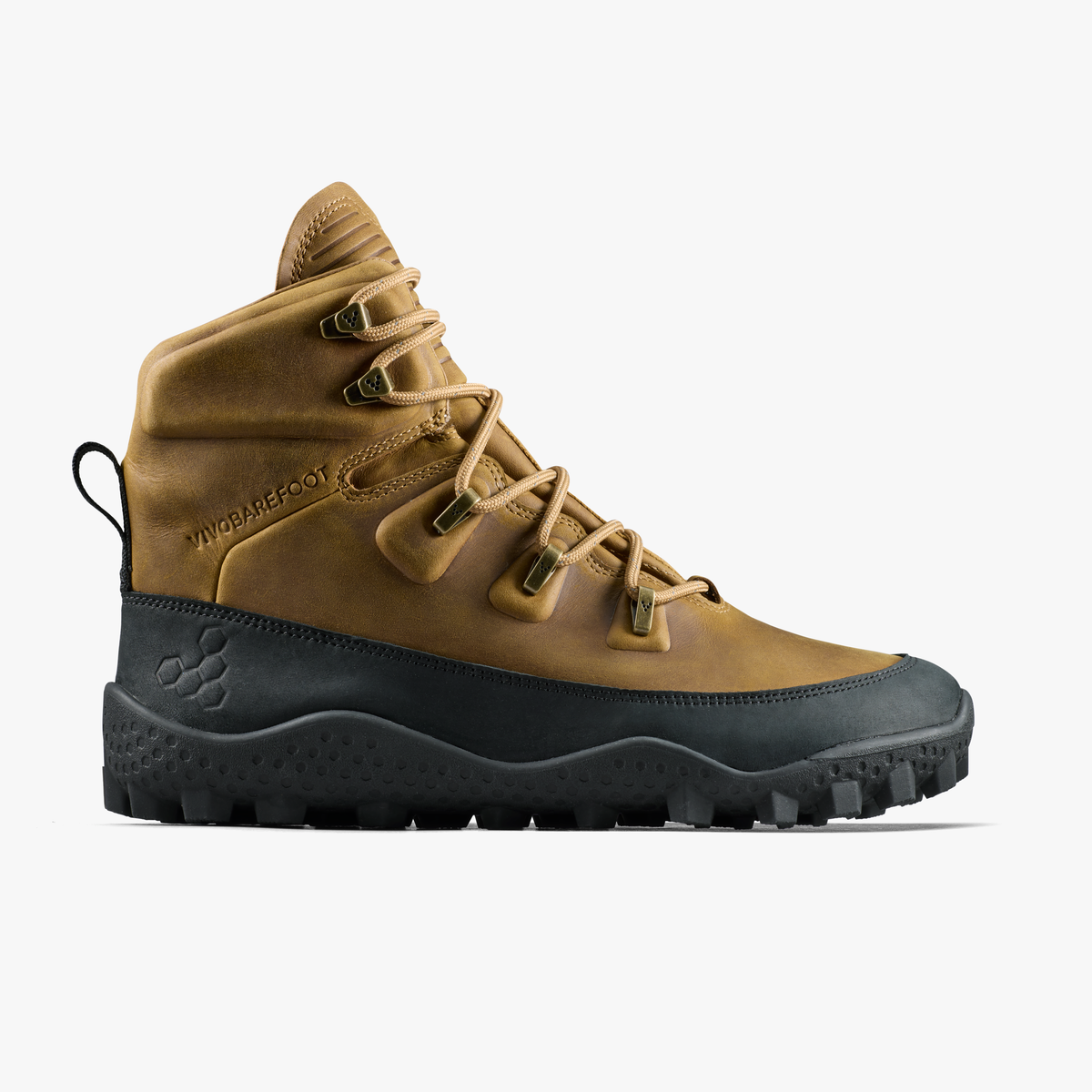 Vivobarefoot Tracker Winter III SG barfodsstøvle til kvinder i tan læder, set fra ydersiden