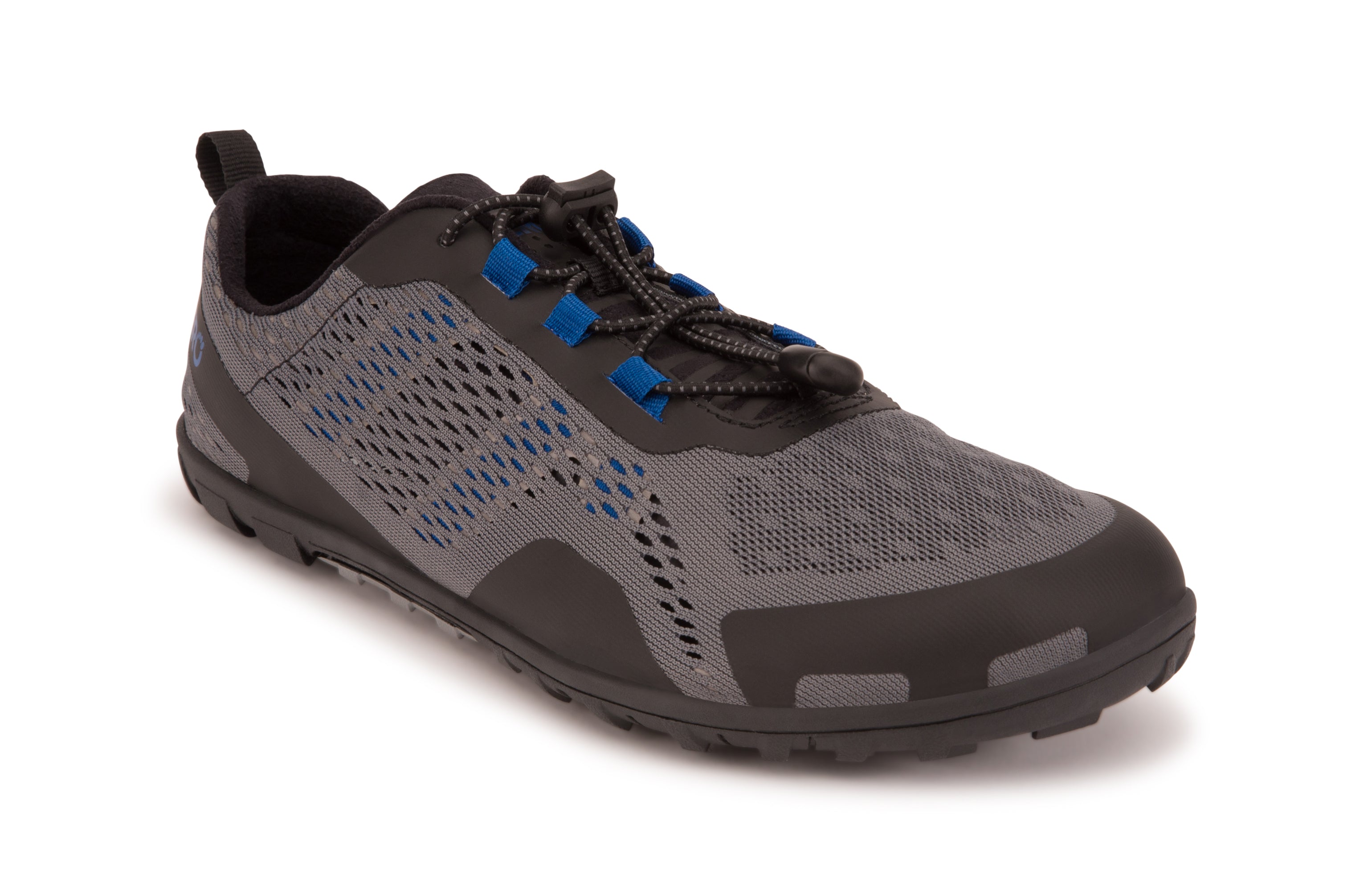Xero Shoes Aqua X Sport barfods vand træningssko til mænd i farven steel gray / blue, vinklet